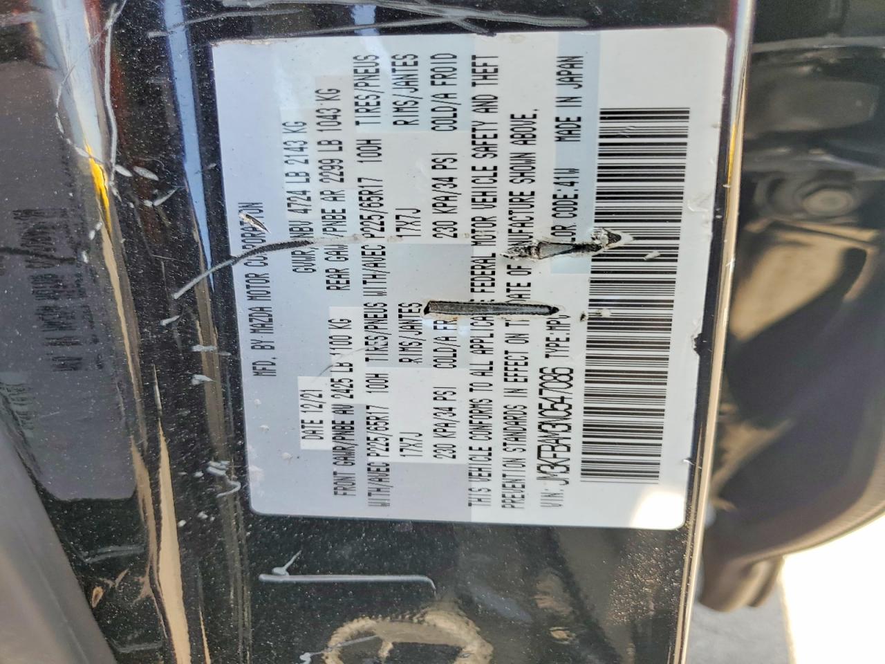 2022 Mazda Cx-5 Black vin: JM3KFBAM3N0547086