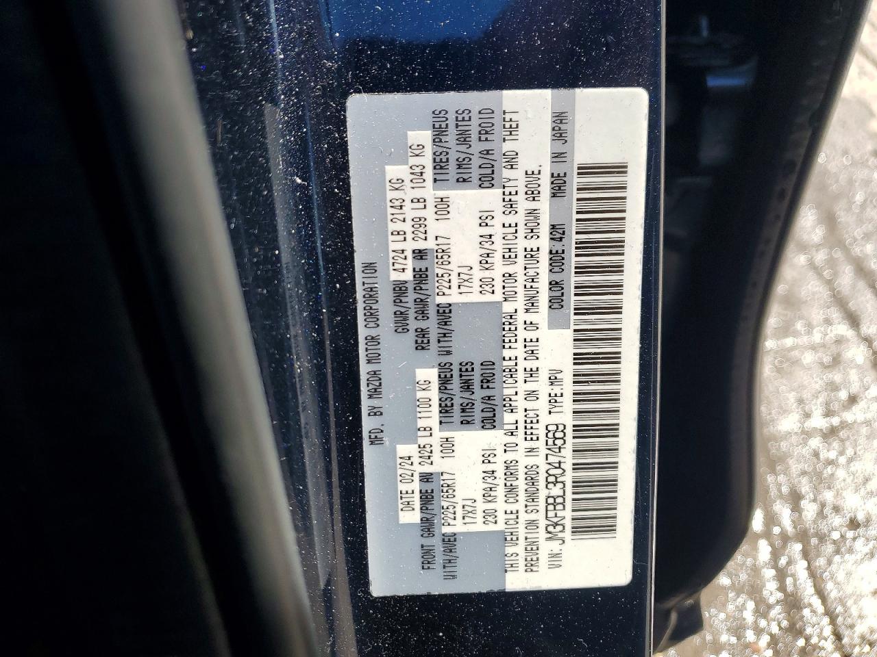 2024 Mazda Cx-5 Select Blue vin: JM3KFBBL3R0474569