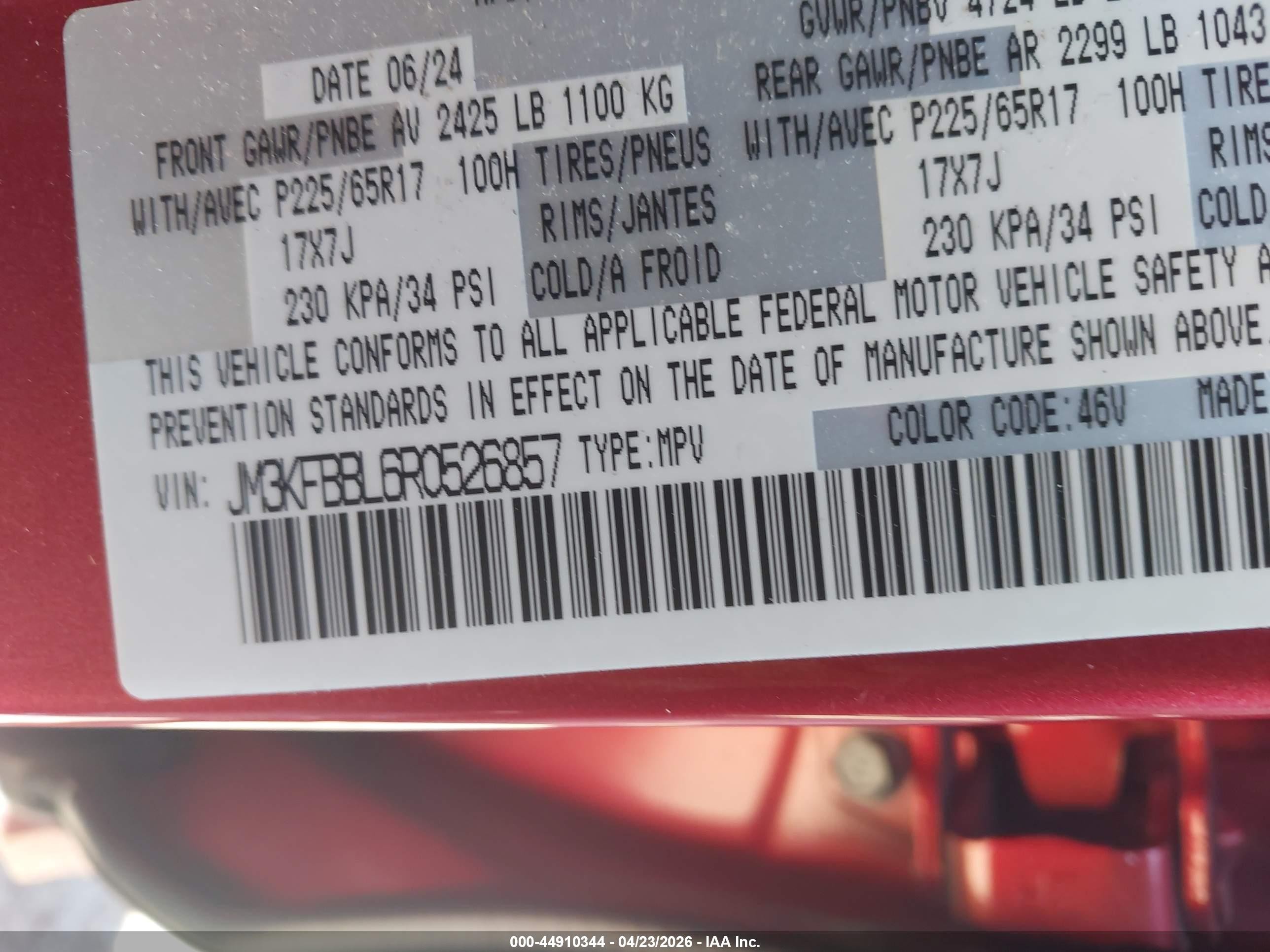 2024 Mazda Cx-5 2.5 S Select Red vin: JM3KFBBL6R0526857