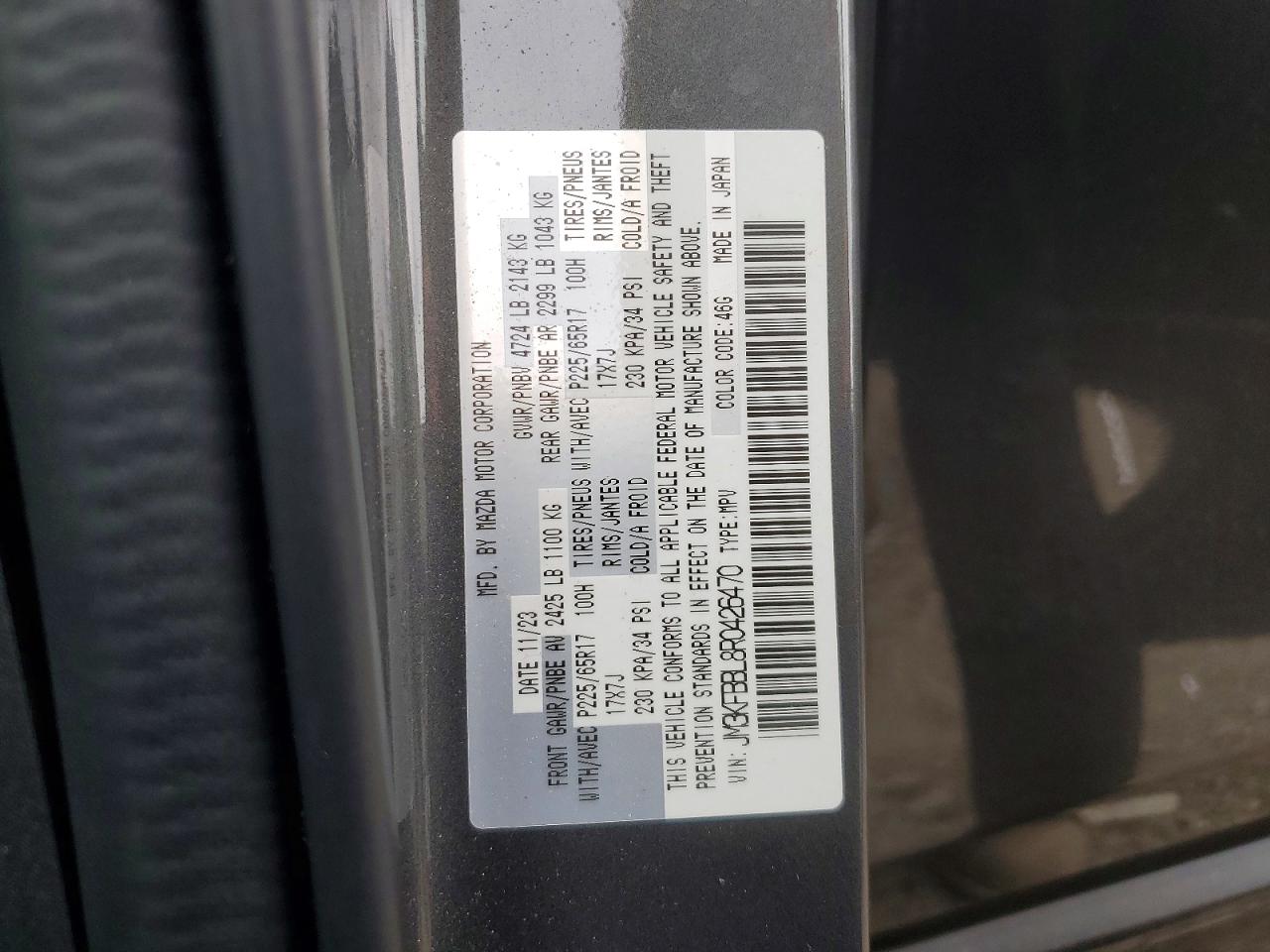 2024 Mazda Cx-5 Select Gray vin: JM3KFBBL8R0426470