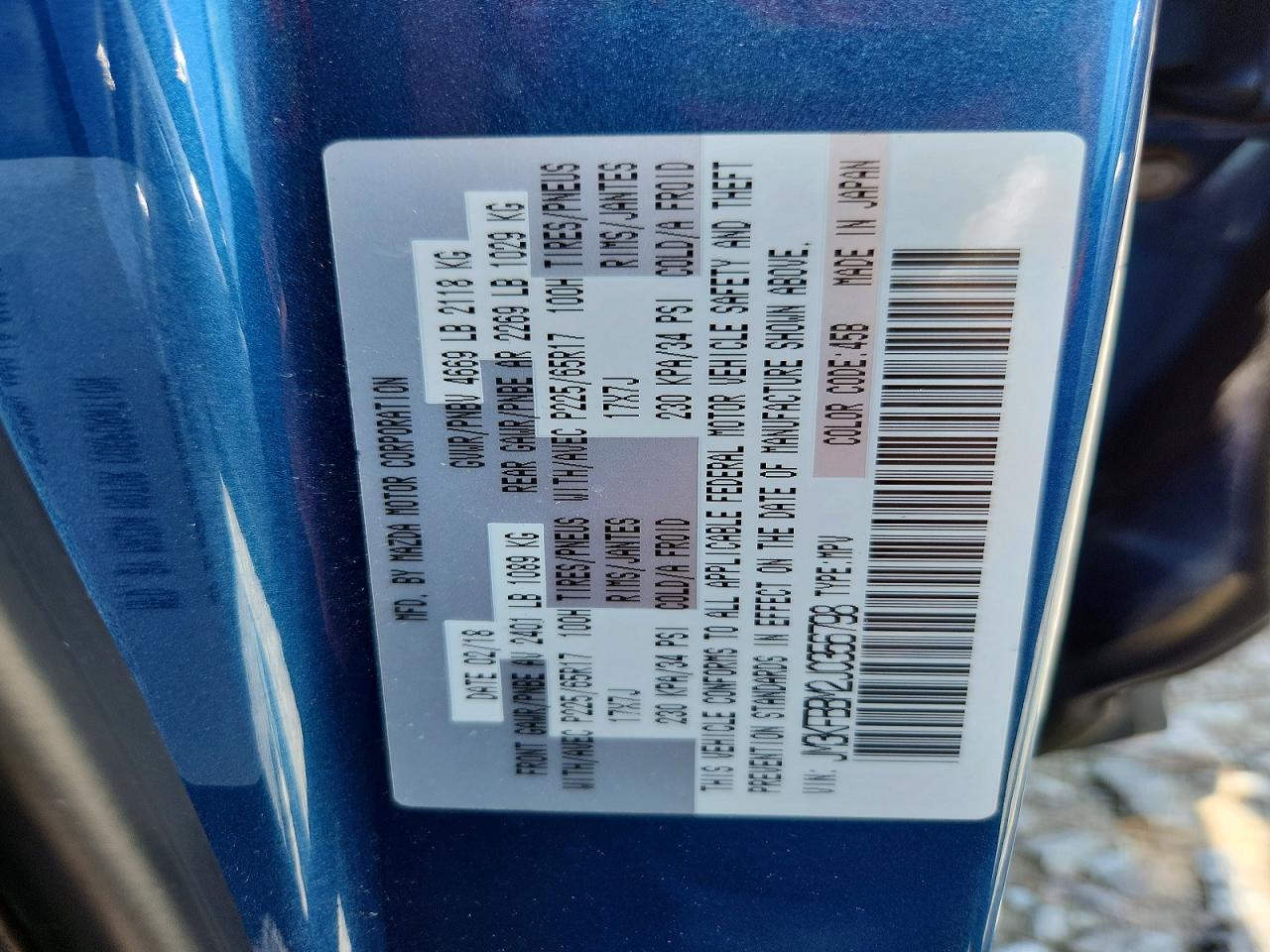 2018 Mazda Cx-5 Sport Blue vin: JM3KFBBM2J0356798