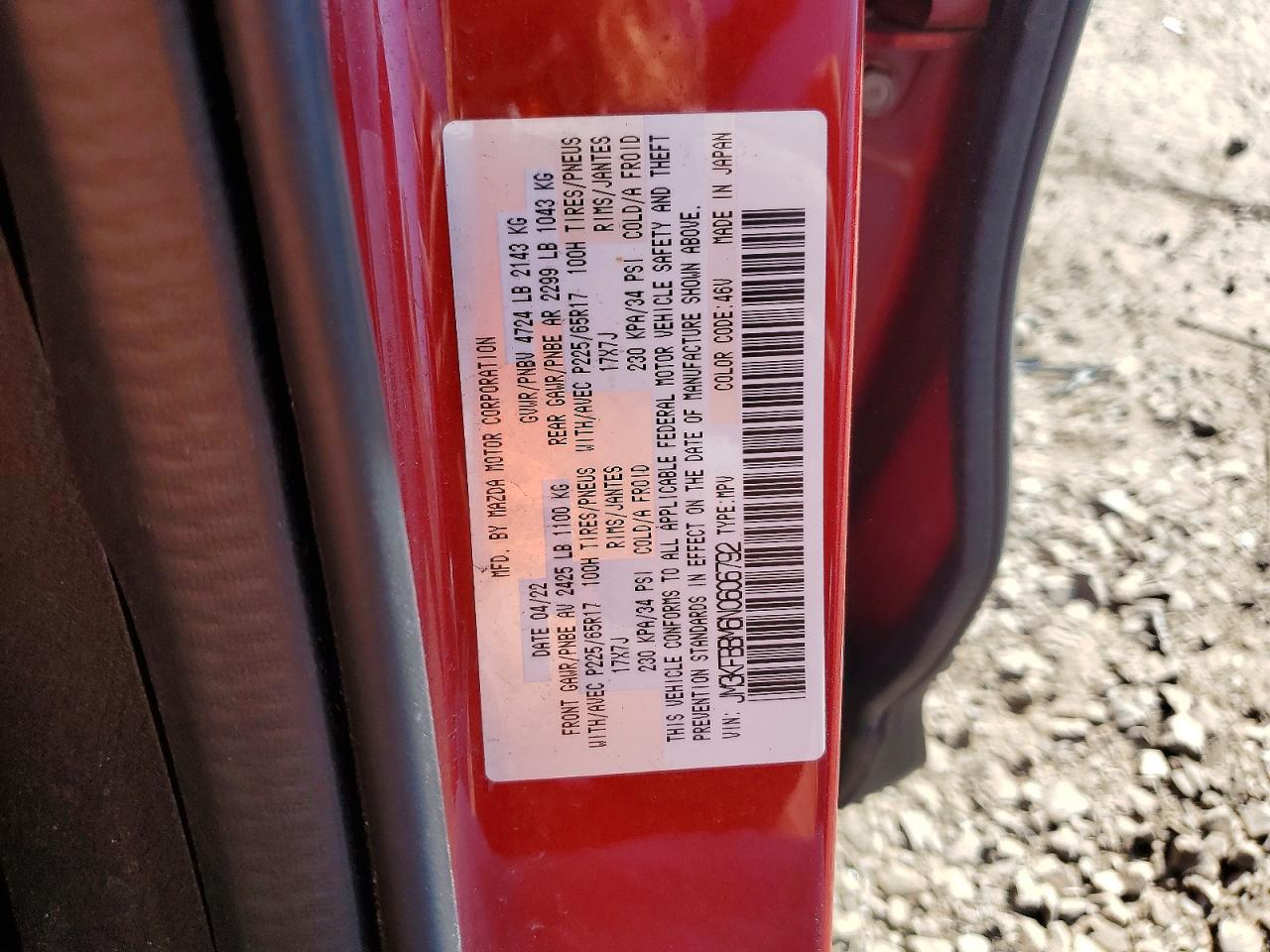2022 Mazda Cx-5 Select Red vin: JM3KFBBM6N0606792