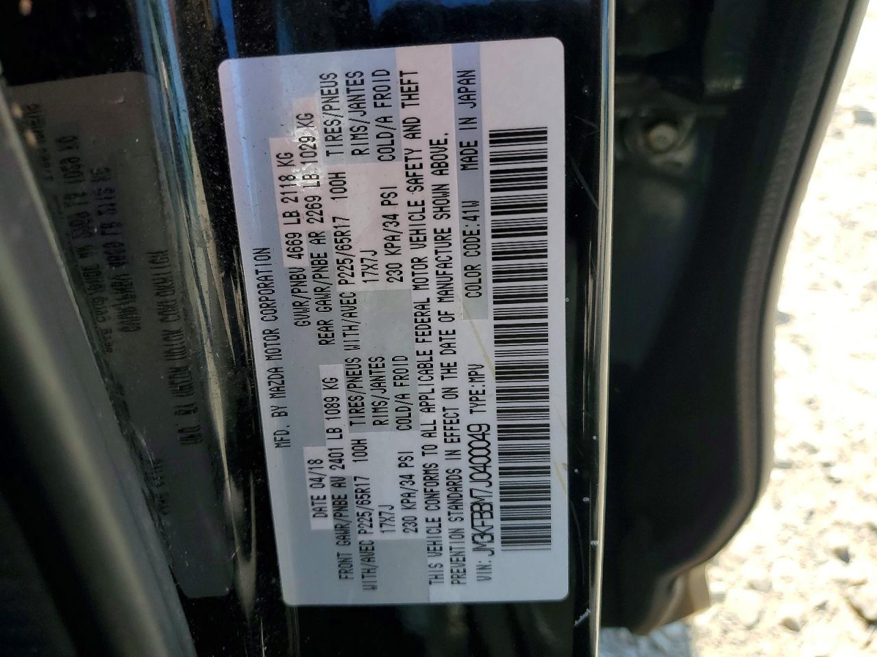 2018 Mazda Cx-5 Sport Black vin: JM3KFBBM7J0400049
