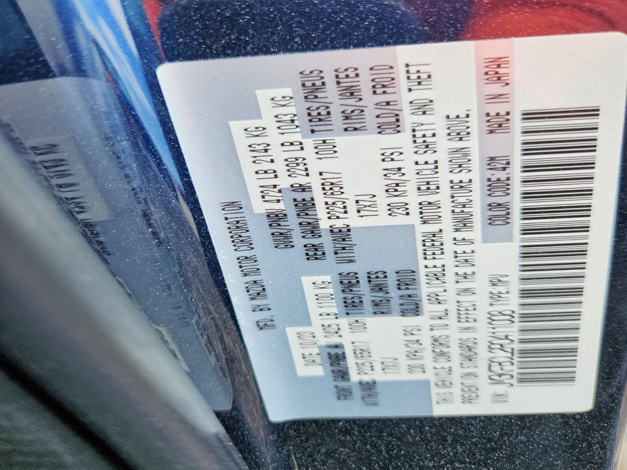 2024 Mazda Cx-5 Preferred Blue vin: JM3KFBCL2R0411008