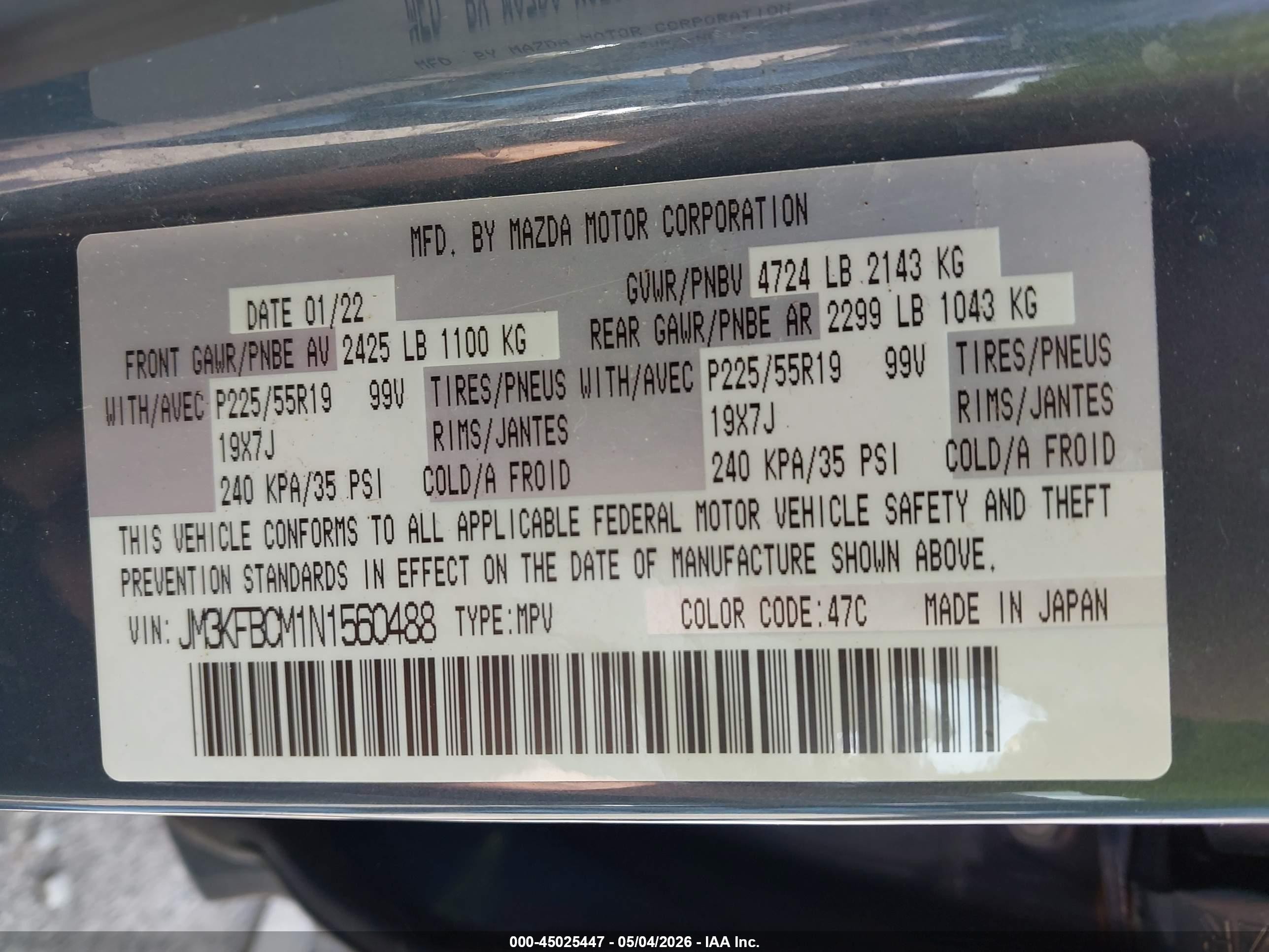 2022 Mazda Cx-5 2.5 S Carbon Edition Gray vin: JM3KFBCM1N1560488