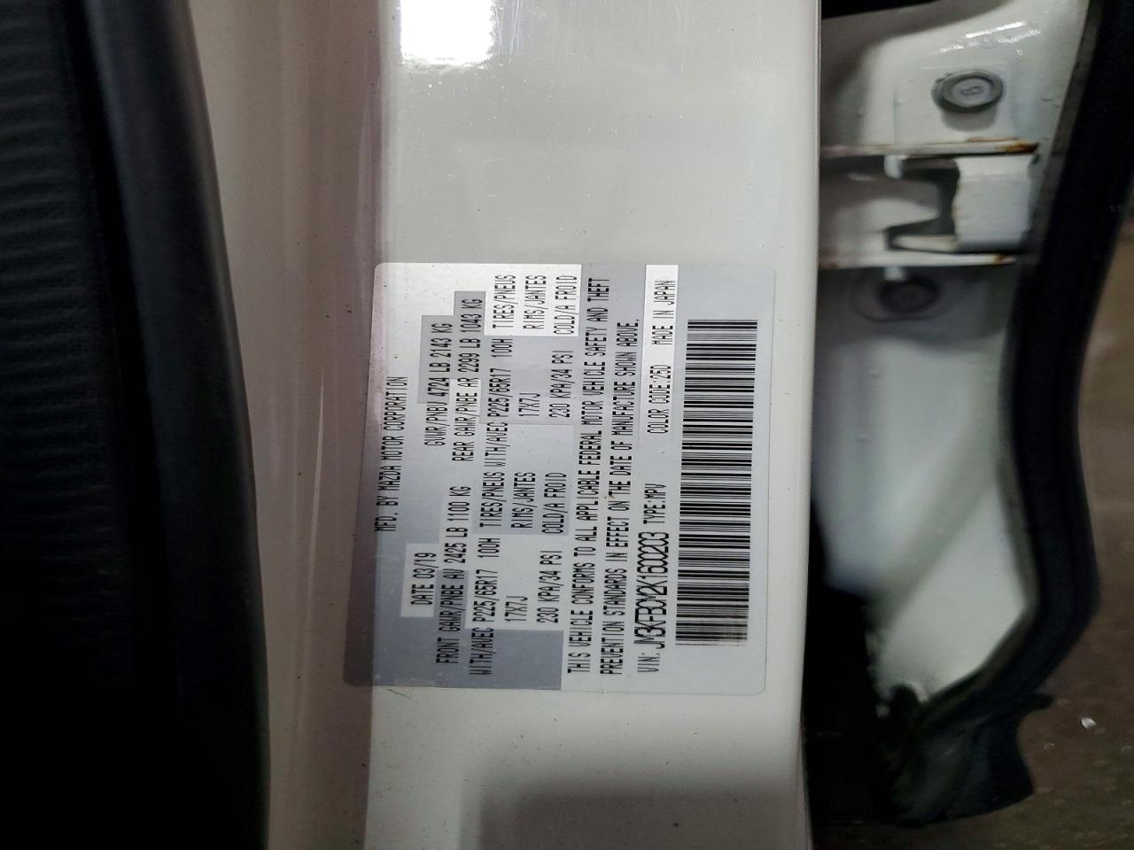 2019 Mazda Cx-5 Touring White vin: JM3KFBCM2K1600203