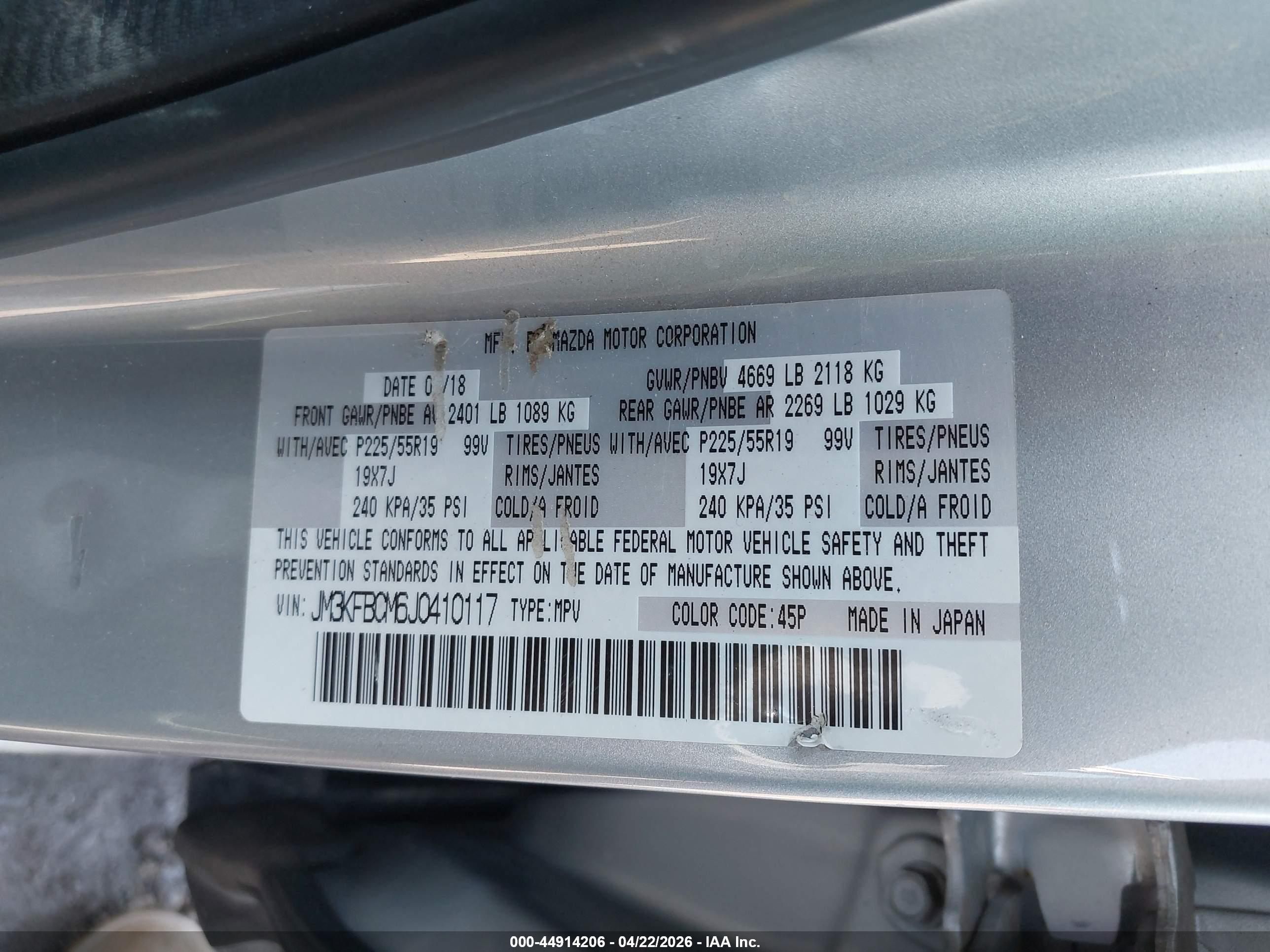 2018 Mazda Cx-5 Touring Silver vin: JM3KFBCM6J0410117
