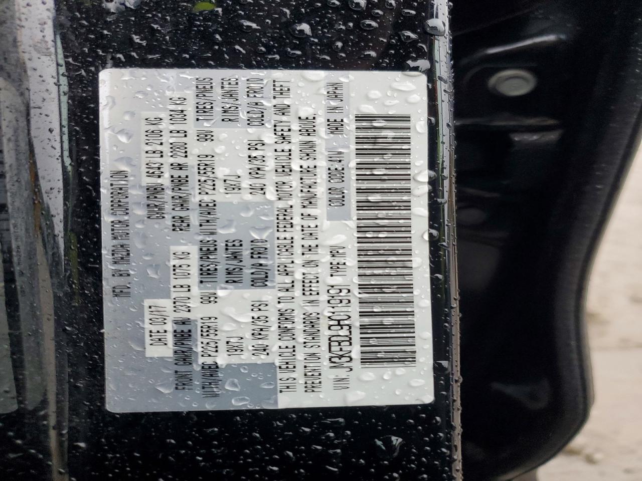 2017 Mazda Cx-5 Grand Touring Black vin: JM3KFBDL9H0119191