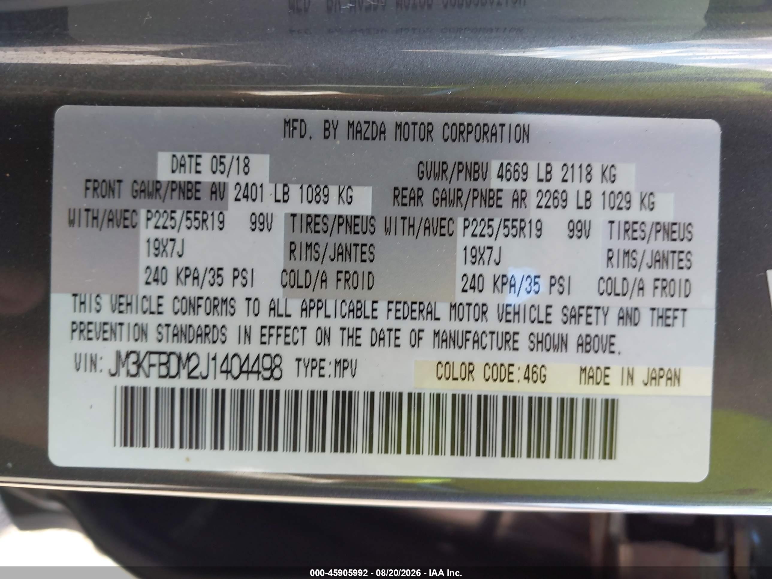 2018 Mazda Cx-5 Grand Touring Gray vin: JM3KFBDM2J1404498