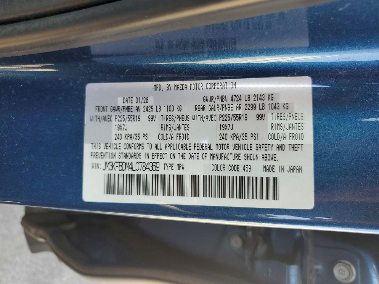 2020 Mazda Cx-5 Grand Touring Blue vin: JM3KFBDM4L0784369