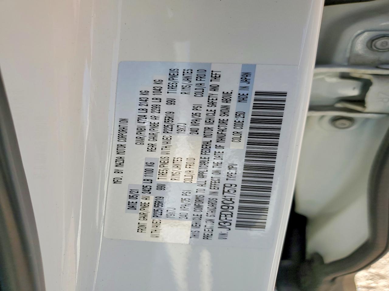 2021 Mazda Cx-5 Grand Touring Белый vin: JM3KFBDM9M0417579