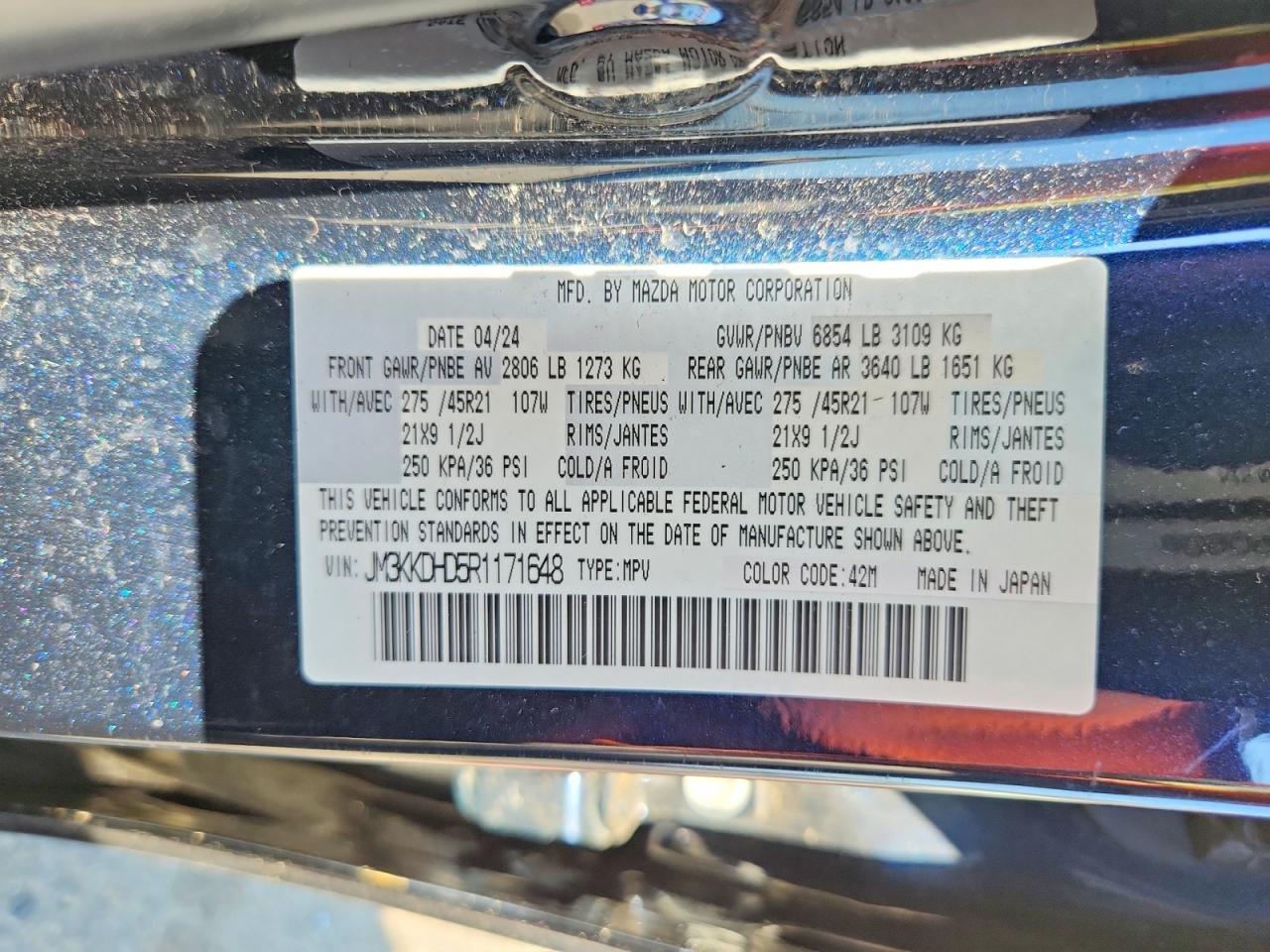 2024 Mazda Cx-90 Premium Blue vin: JM3KKDHD5R1171648
