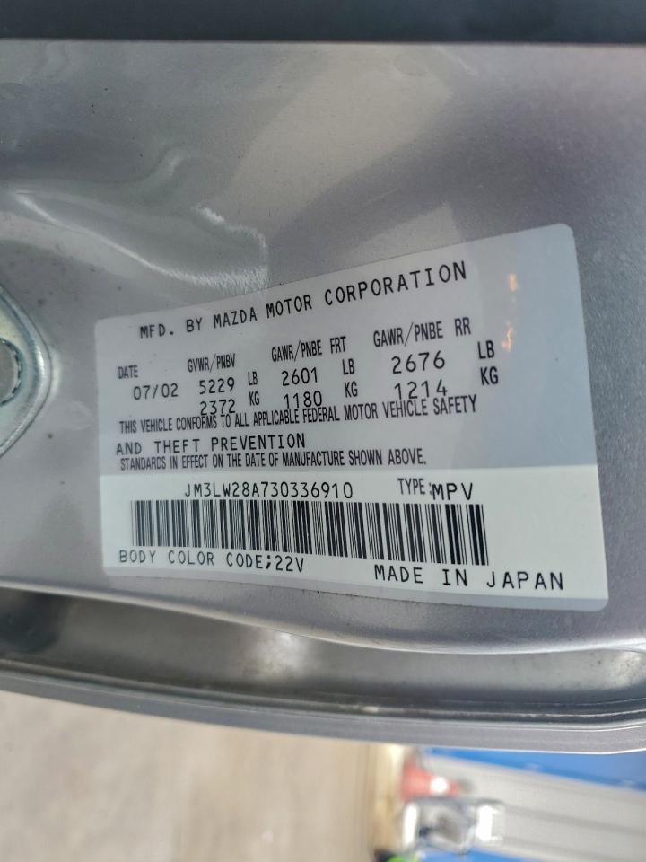 2003 Mazda Mpv Wagon Silver vin: JM3LW28A730336910