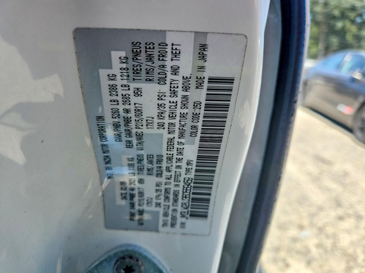 2006 Mazda Mpv Wagon White vin: JM3LW28J360569459