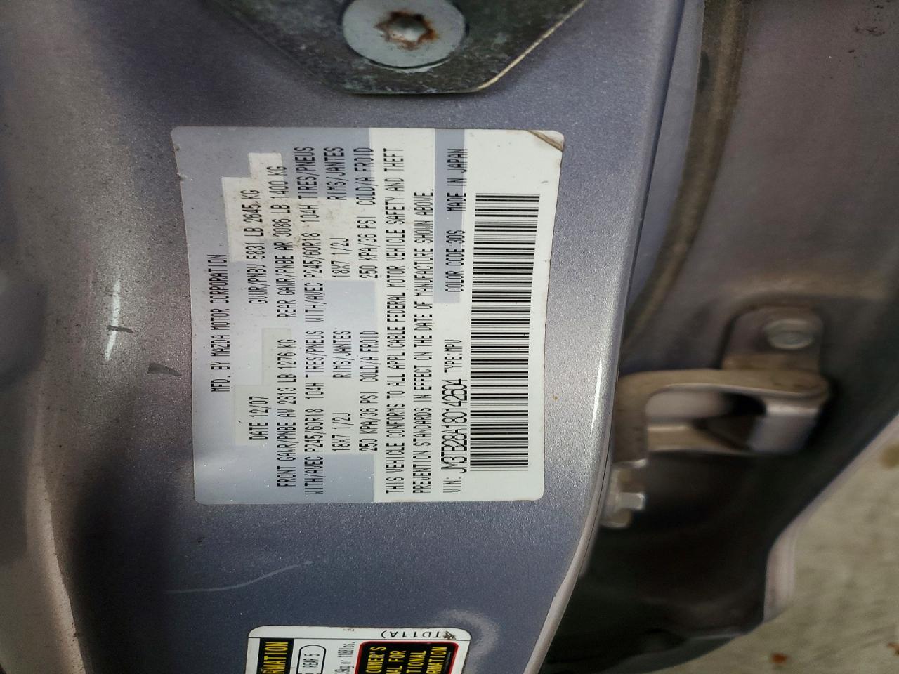 2008 Mazda Cx-9 Silver vin: JM3TB28A180142604