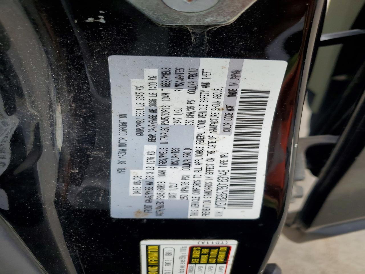 2008 Mazda Cx-9 Black vin: JM3TB28A780163148