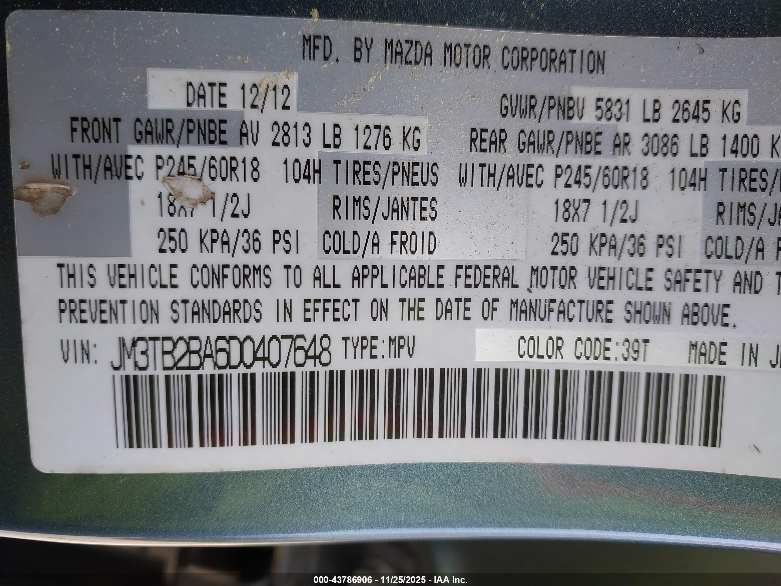 Price & History 2013 Mazda Cx-9 Sport 3.7l V-6 Dohc, Vvt, 273hp