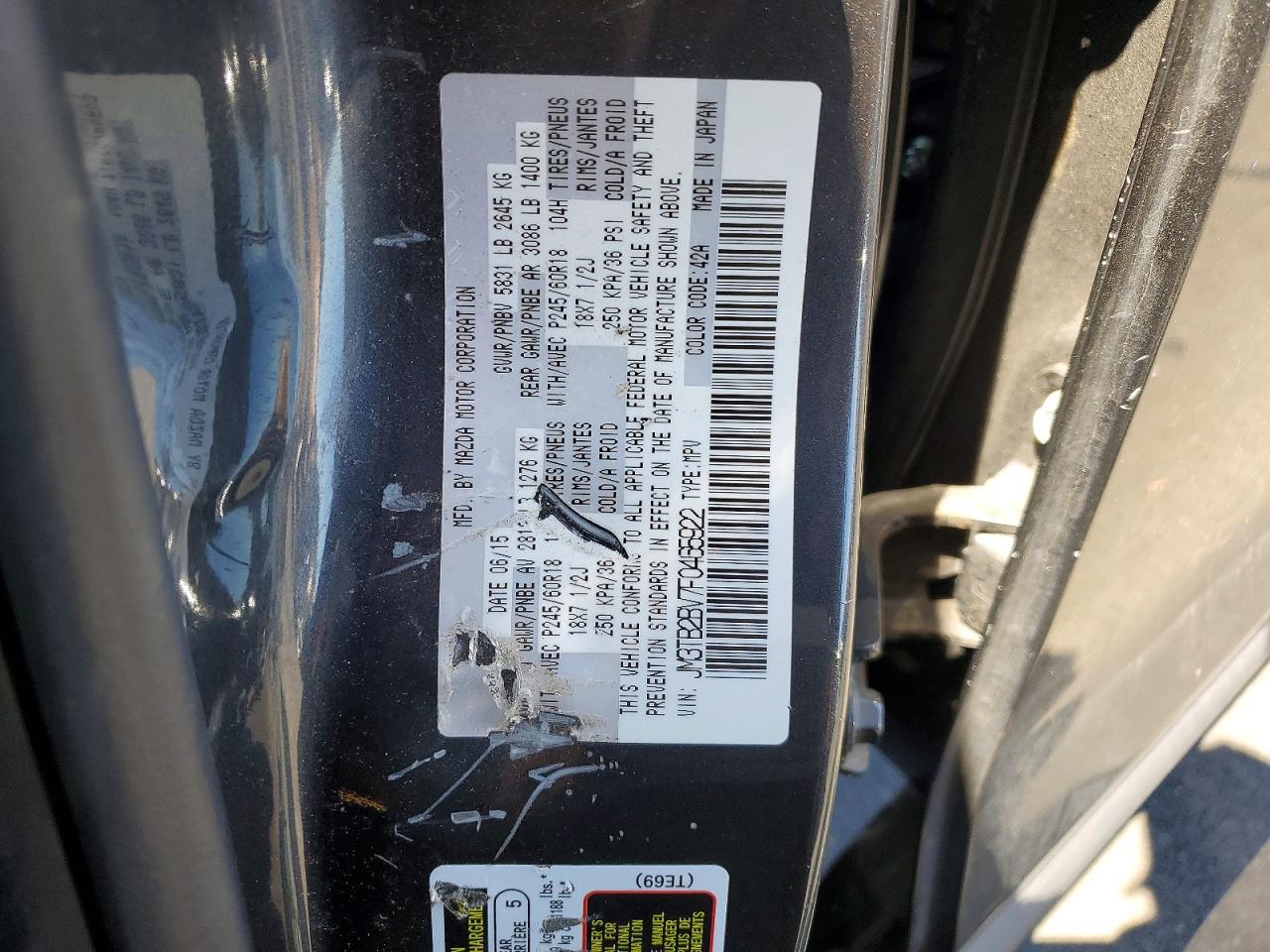 2015 Mazda Cx-9 Sport Угольный vin: JM3TB2BV7F0465922