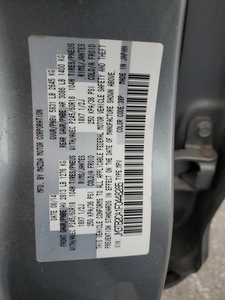 2015 Mazda Cx-9 Touring Gray vin: JM3TB2CA1F0448285