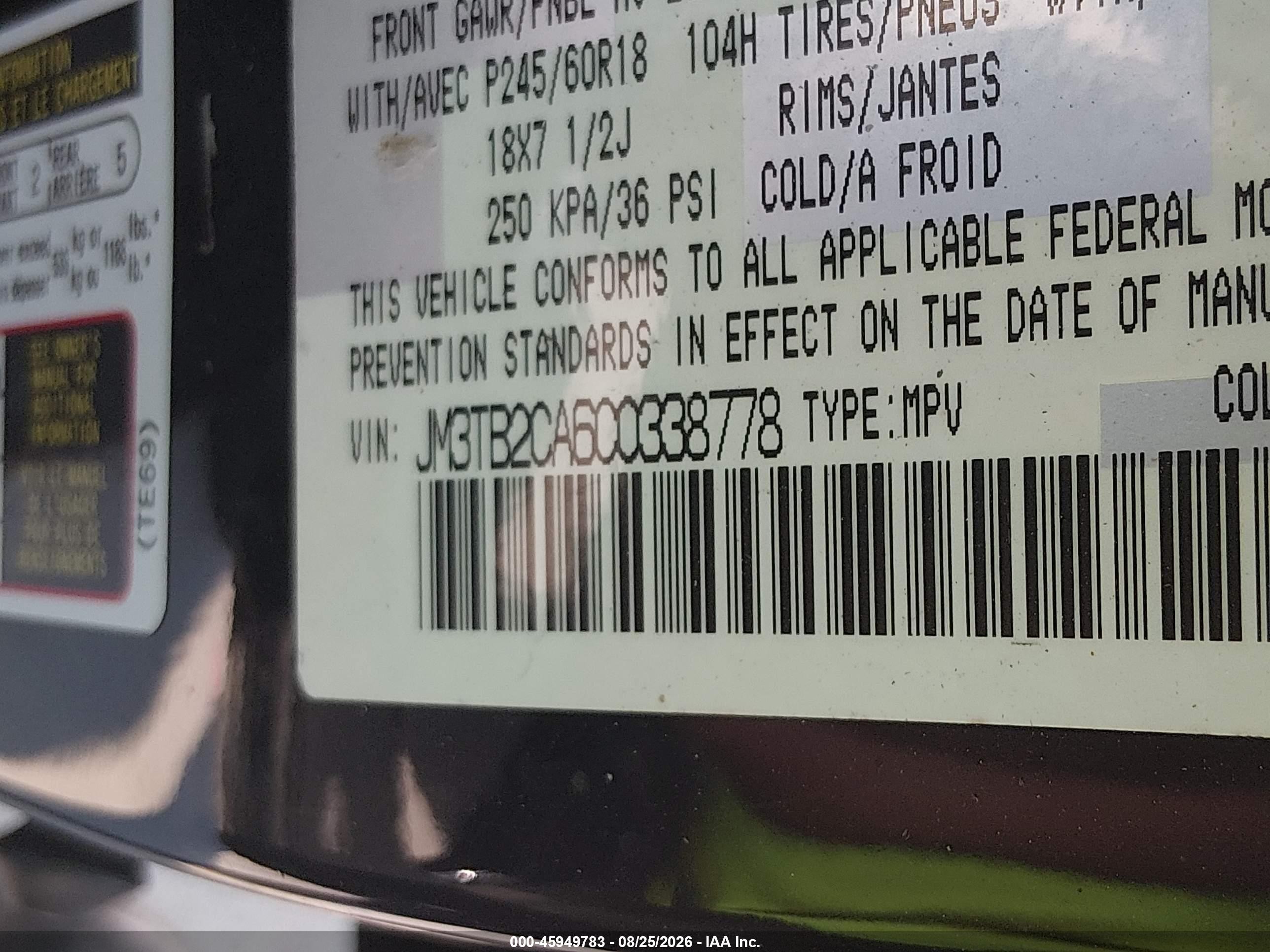 2012 Mazda Cx-9 Touring Black vin: JM3TB2CA6C0338778