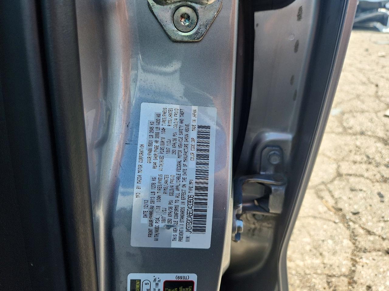 2014 Mazda Cx-9 Touring Silver vin: JM3TB2CA6E0433506