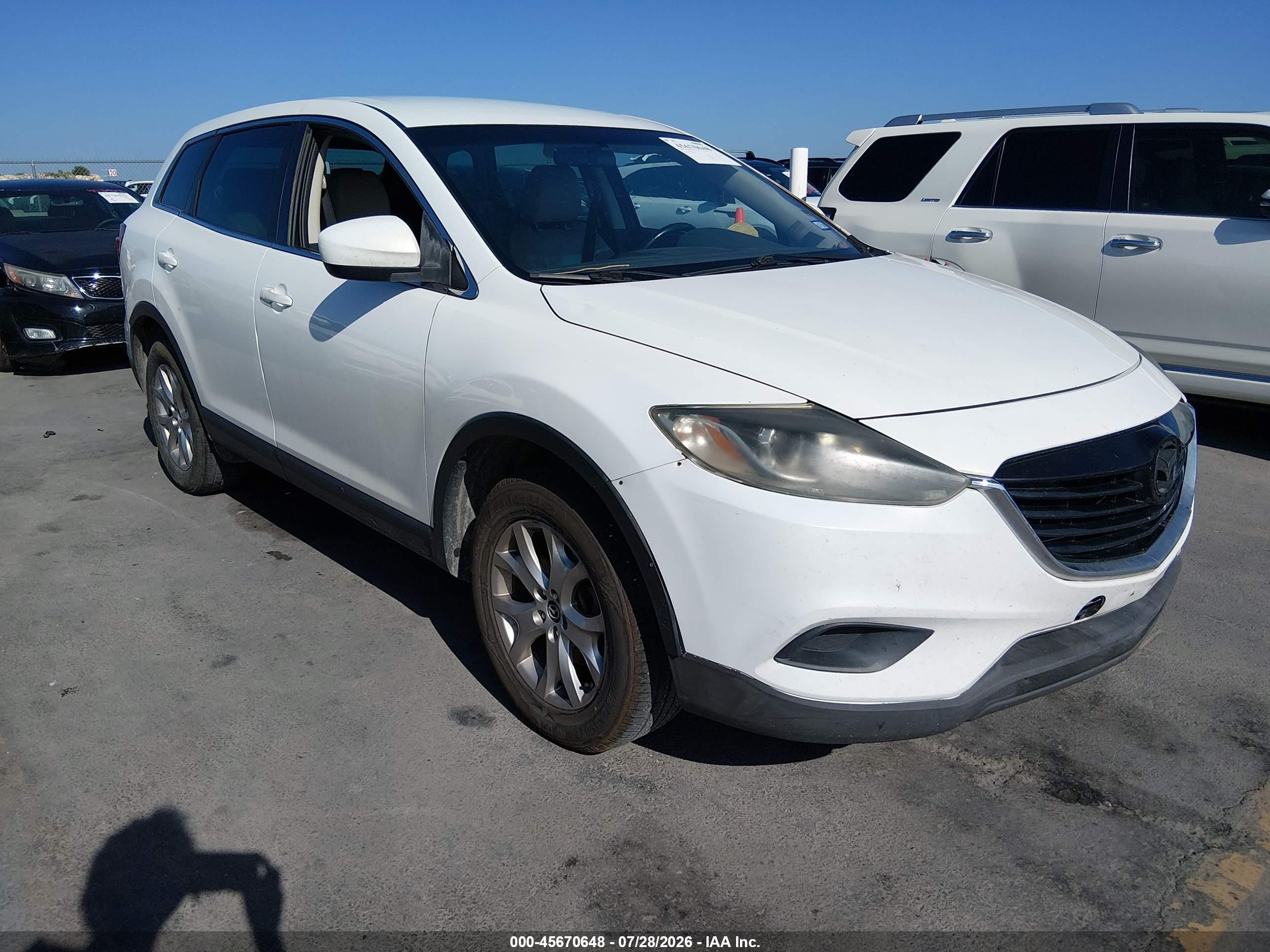 2015 Mazda Cx-9 Touring White vin: JM3TB2CA8F0460868