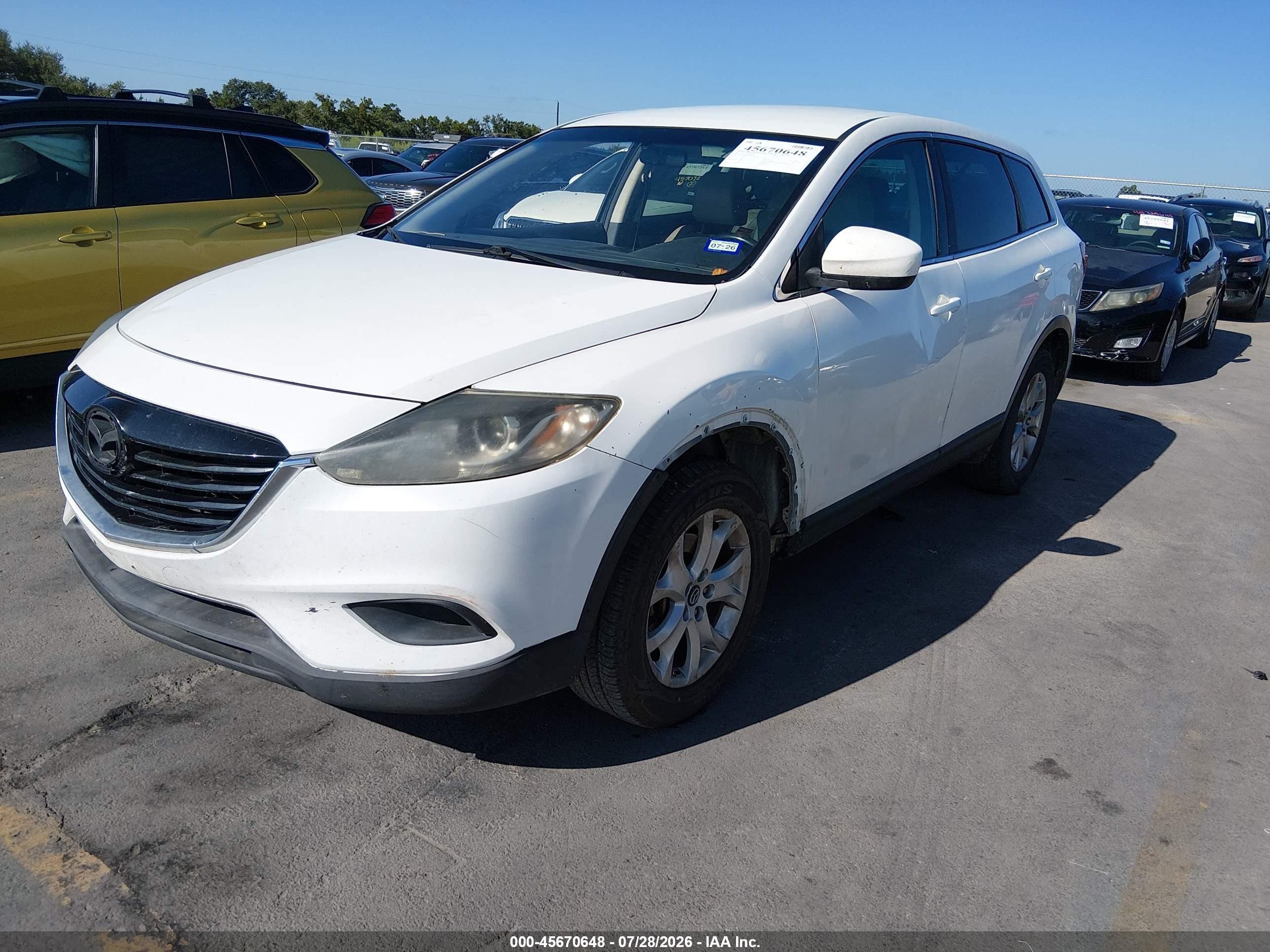 2015 Mazda Cx-9 Touring White vin: JM3TB2CA8F0460868