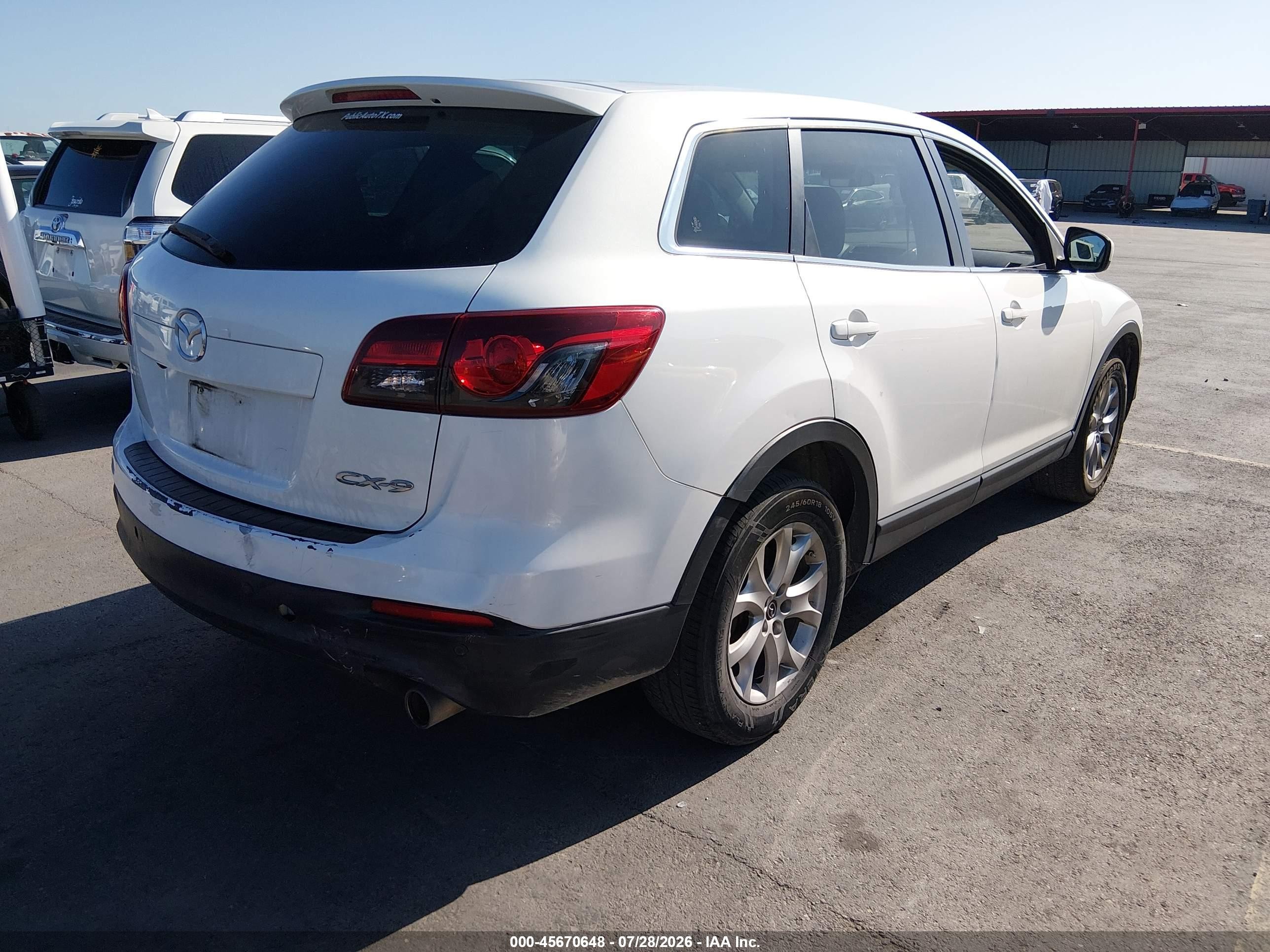 2015 Mazda Cx-9 Touring White vin: JM3TB2CA8F0460868