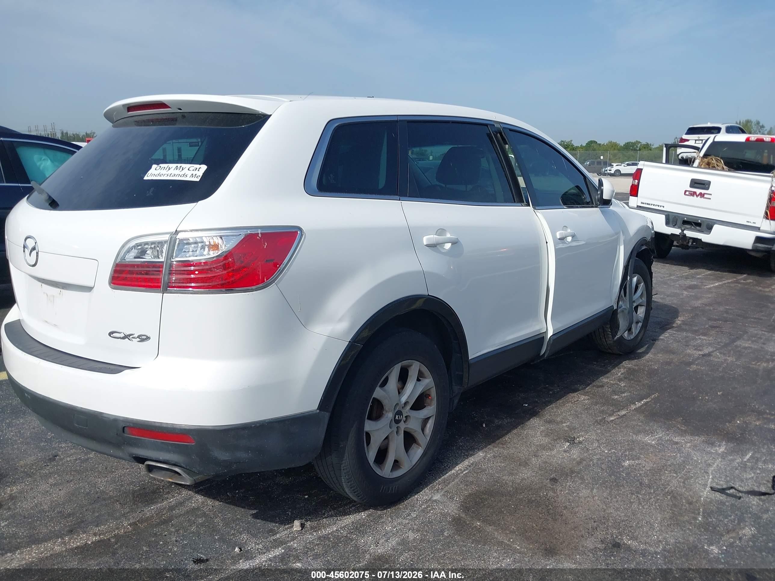 2012 Mazda Cx-9 Touring Белый vin: JM3TB2CAXC0344048