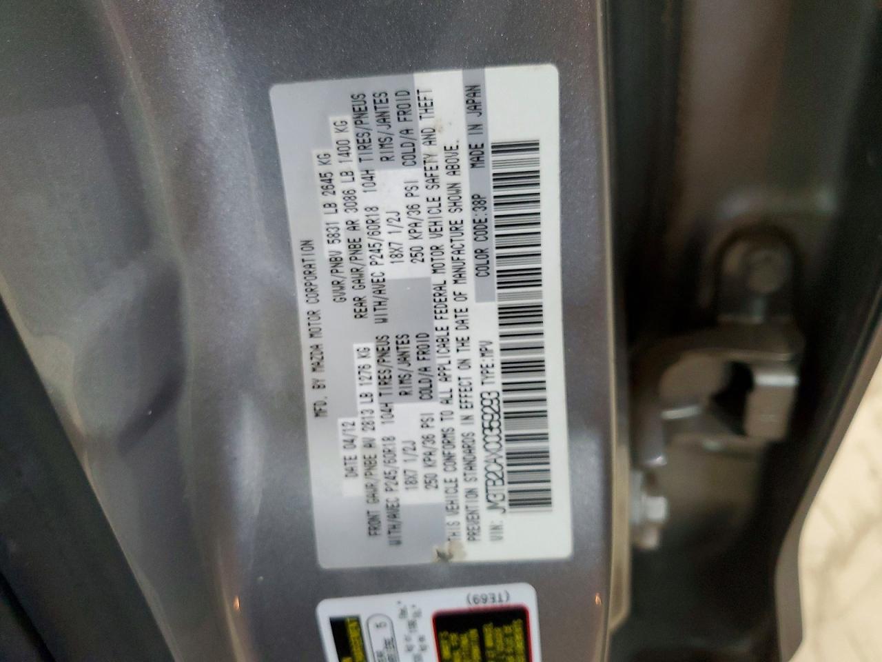 2012 Mazda Cx-9 Silver vin: JM3TB2CAXC0359293