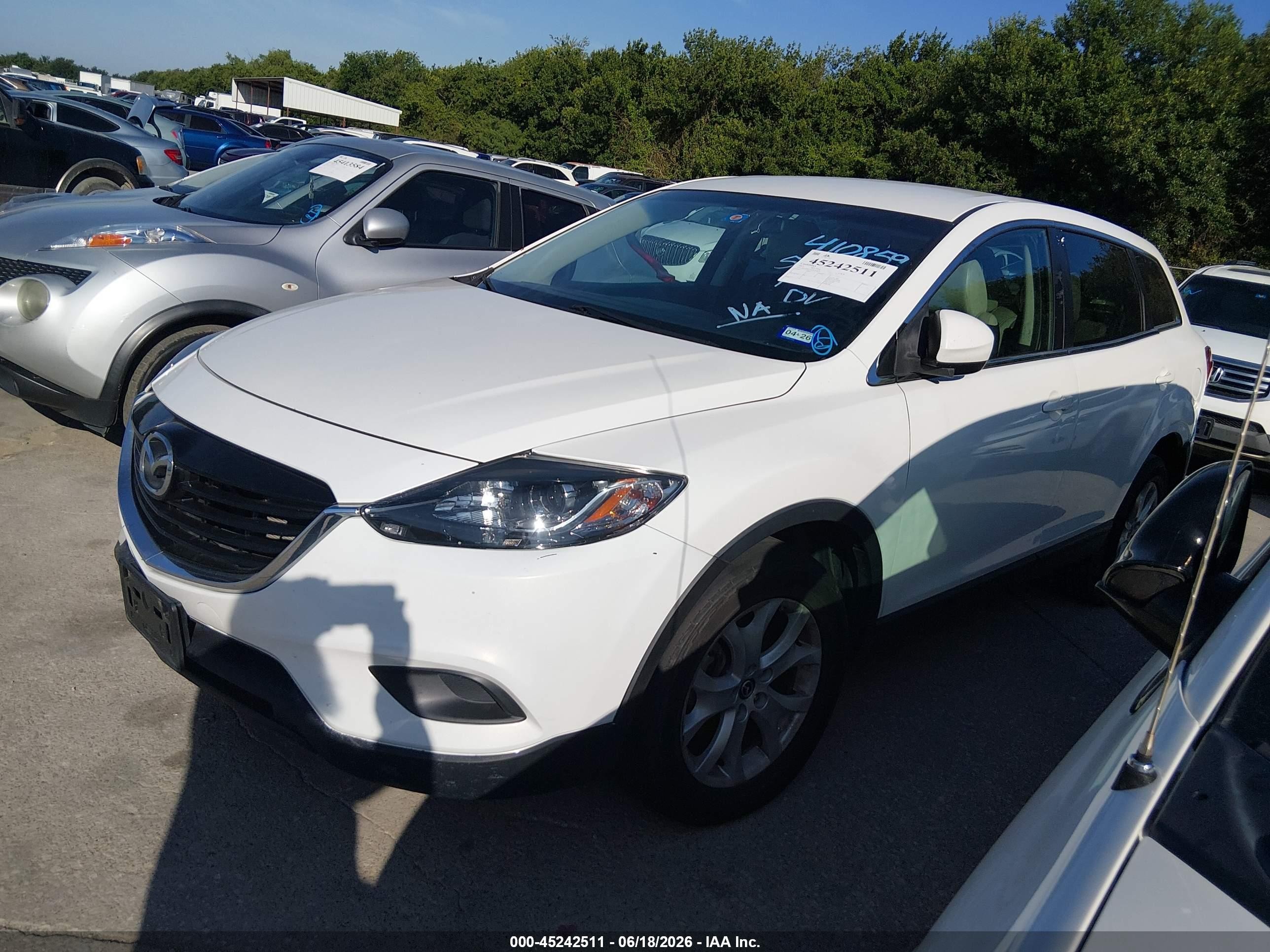 2013 Mazda Cx-9 Touring White vin: JM3TB2CVXD0410859