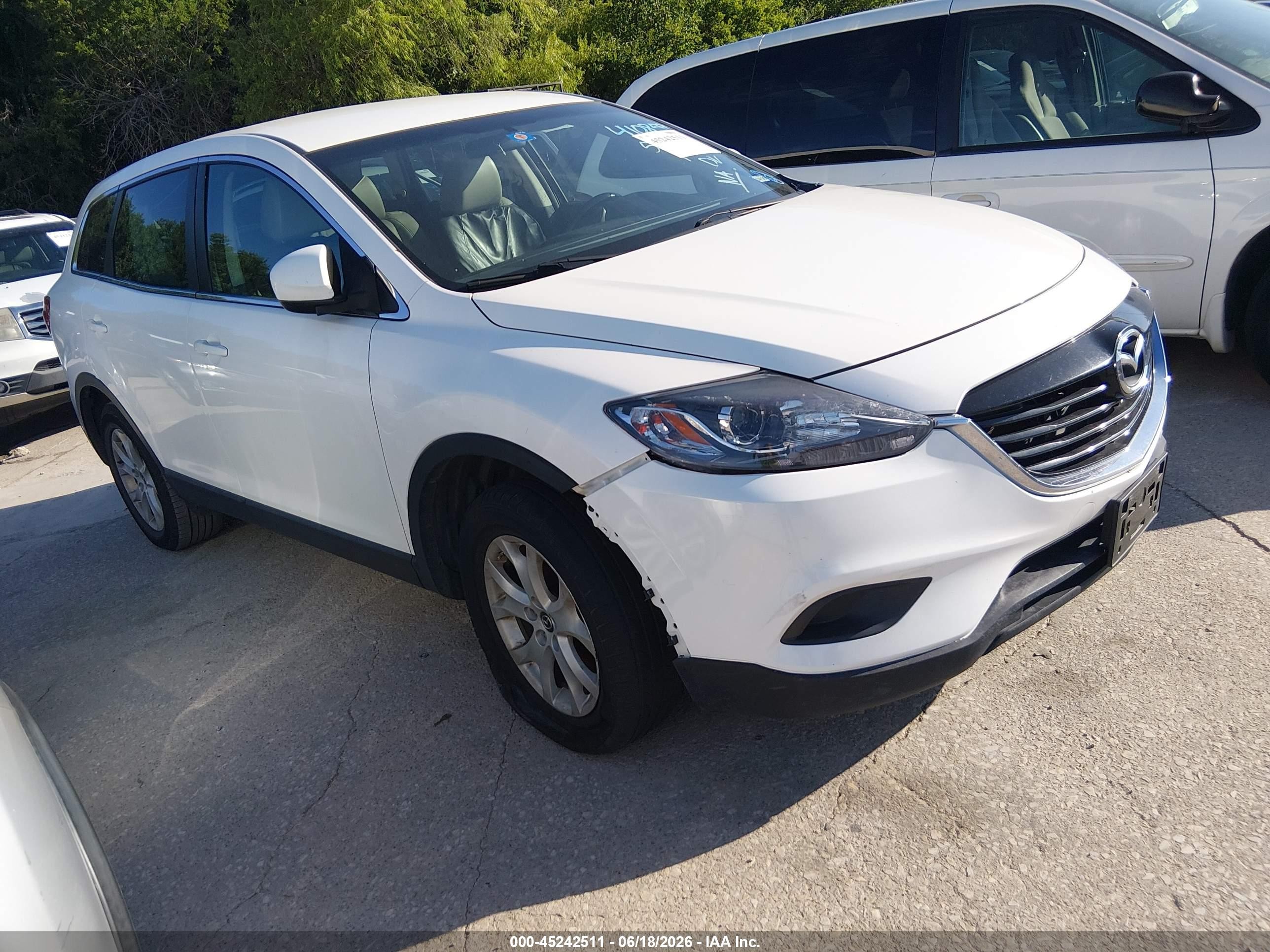 2013 Mazda Cx-9 Touring White vin: JM3TB2CVXD0410859