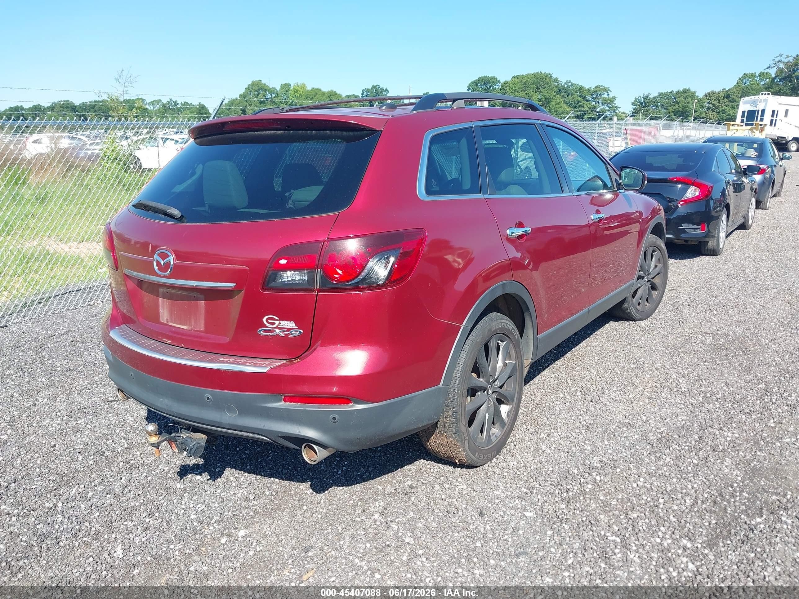 2015 Mazda Cx-9 Grand Touring Red vin: JM3TB2DA4F0463586