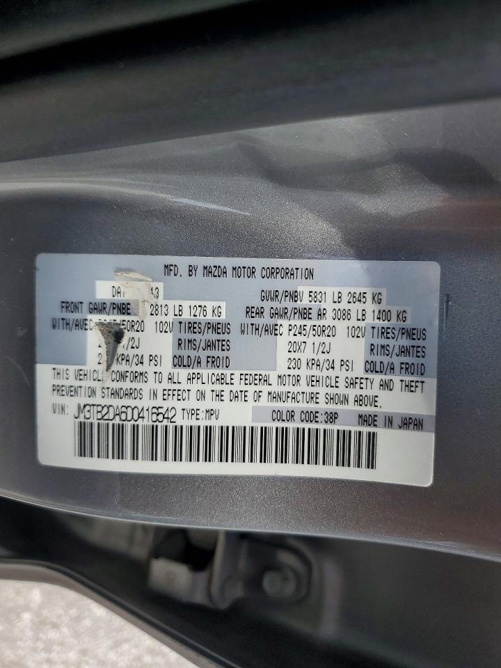 2013 Mazda Cx-9 Grand Touring Gray vin: JM3TB2DA6D0416542