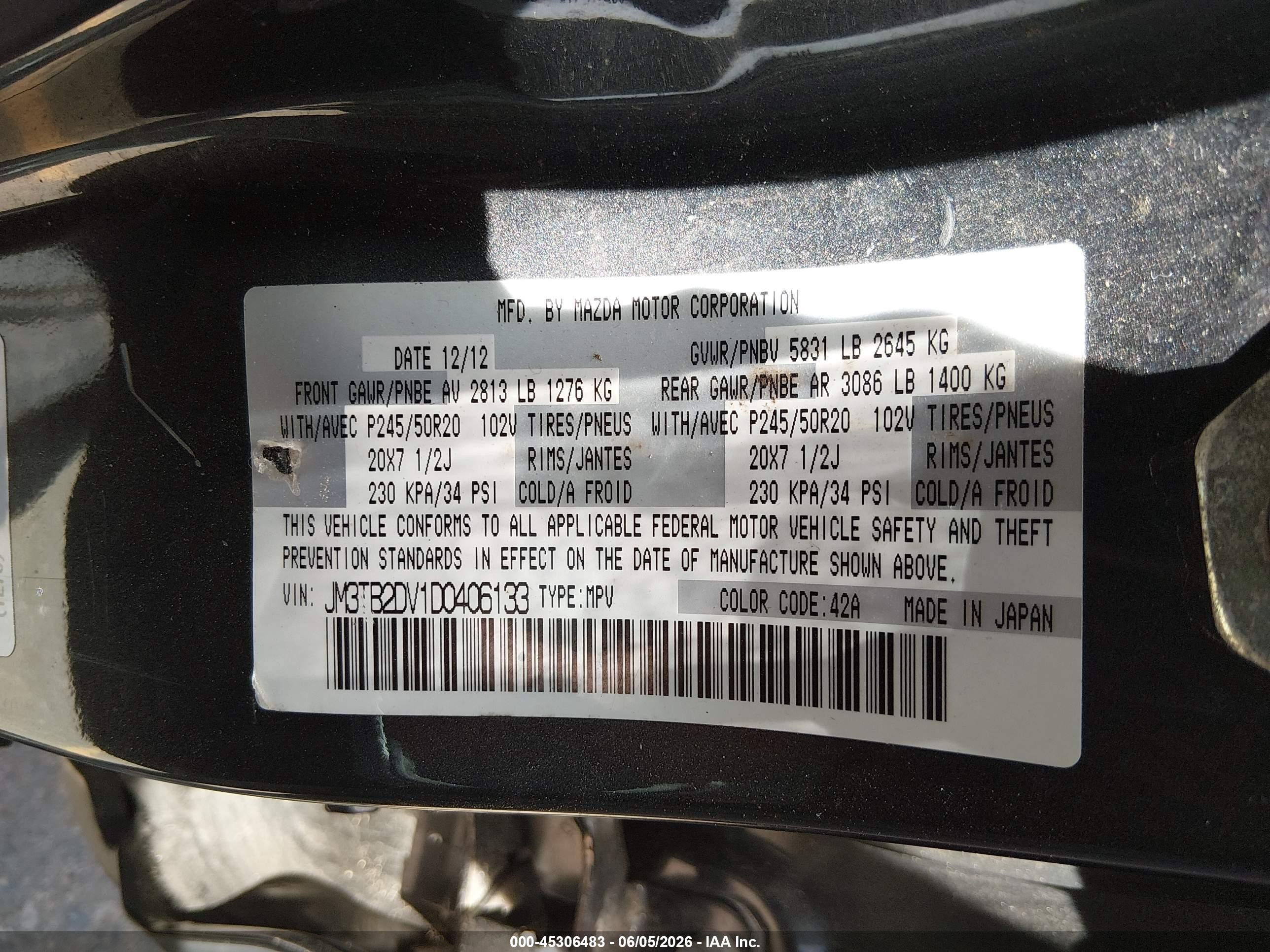 2013 Mazda Cx-9 Grand Touring Gray vin: JM3TB2DV1D0406133