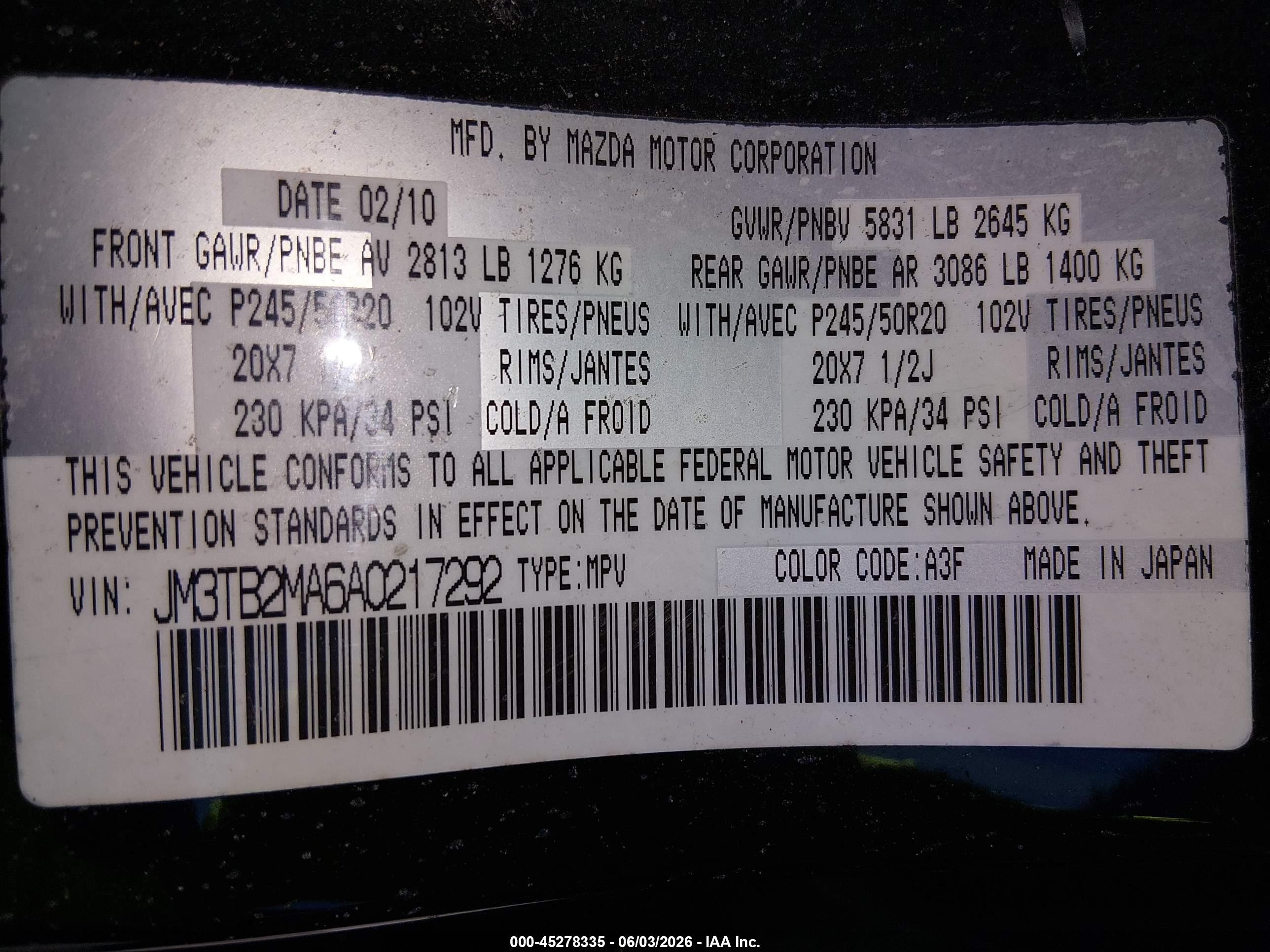 2010 Mazda Cx-9 Grand Touring Black vin: JM3TB2MA6A0217292