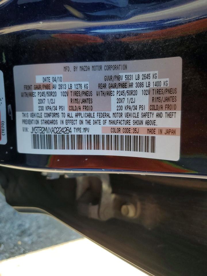 2010 Mazda Cx-9 Blue vin: JM3TB2MVXA0224264