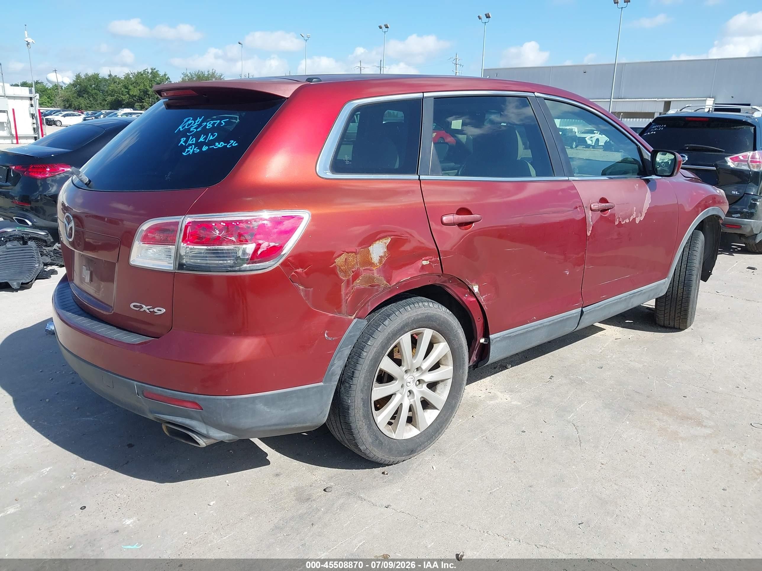 2008 Mazda Cx-9 Touring Red vin: JM3TB38A580161341