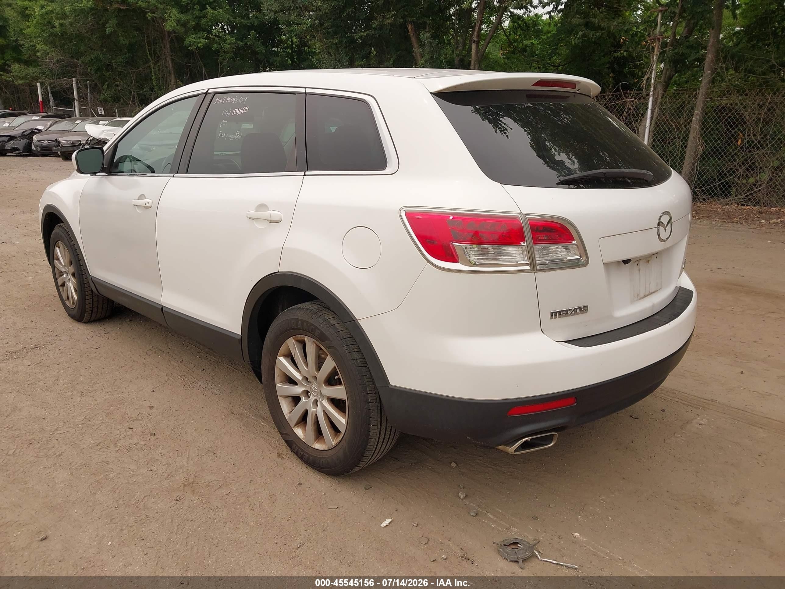 2007 Mazda Cx-9 Touring White vin: JM3TB38C370104605
