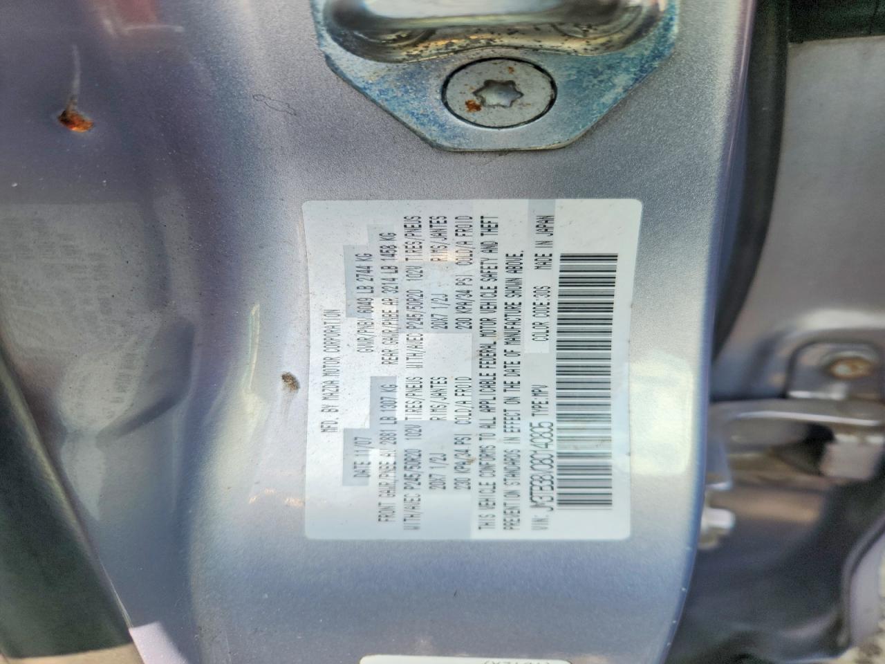 2008 Mazda Cx-9 Серебряный vin: JM3TB38V080140805