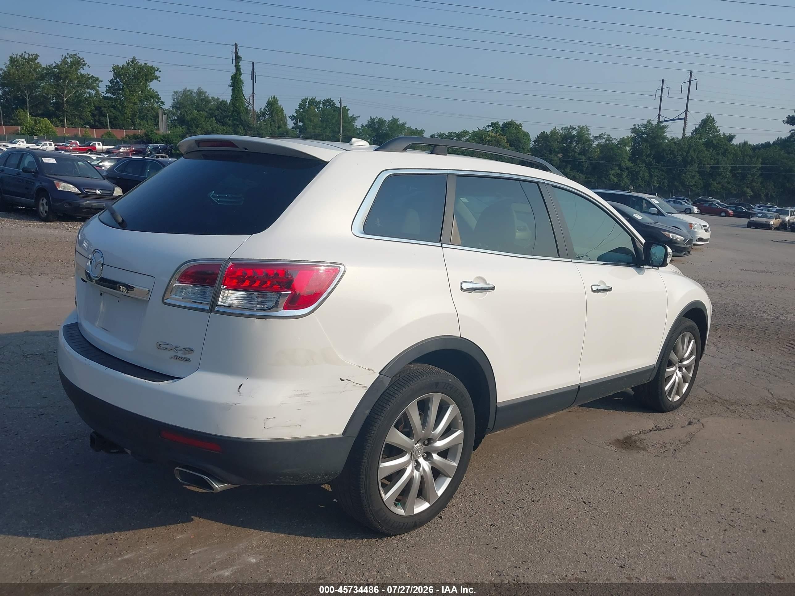 2009 Mazda Cx-9 Grand Touring White vin: JM3TB38V090179248