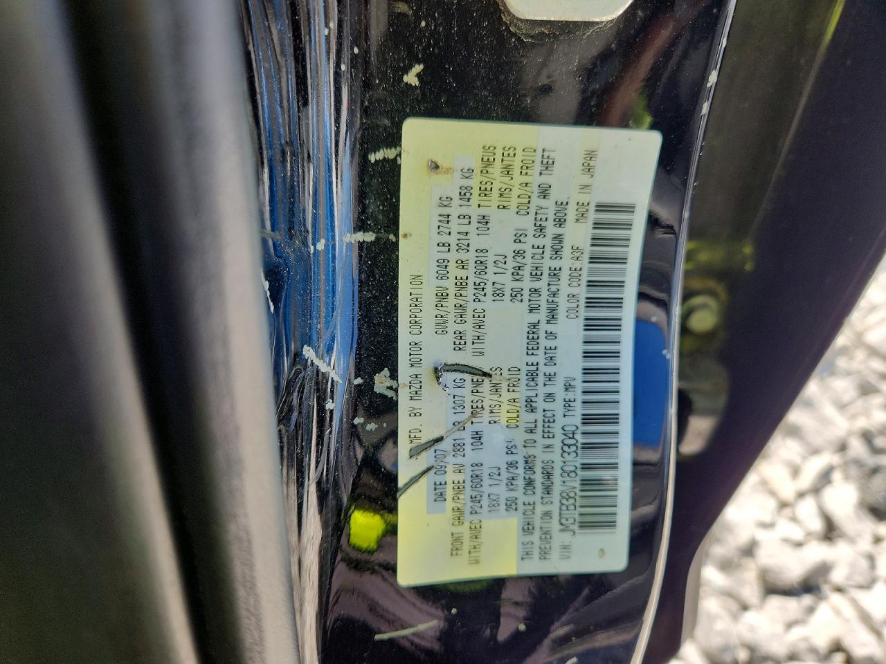 2008 Mazda Cx-9 Black vin: JM3TB38V180133040