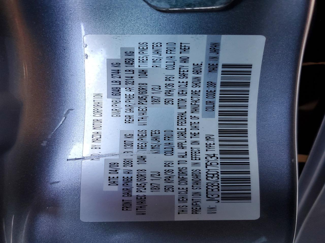 2009 Mazda Cx-9 Silver vin: JM3TB38V390176134