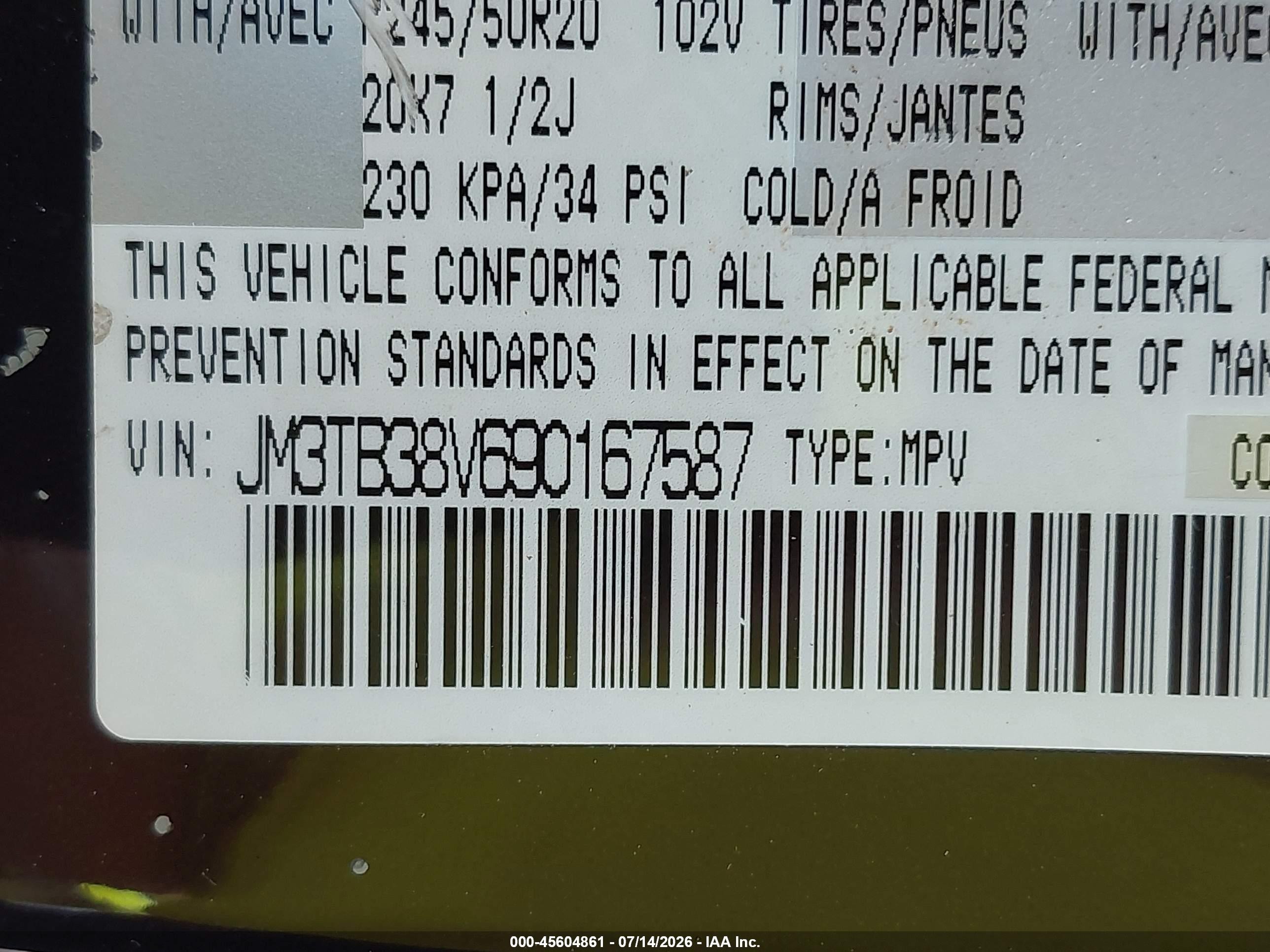 2009 Mazda Cx-9 Grand Touring Purple vin: JM3TB38V690167587