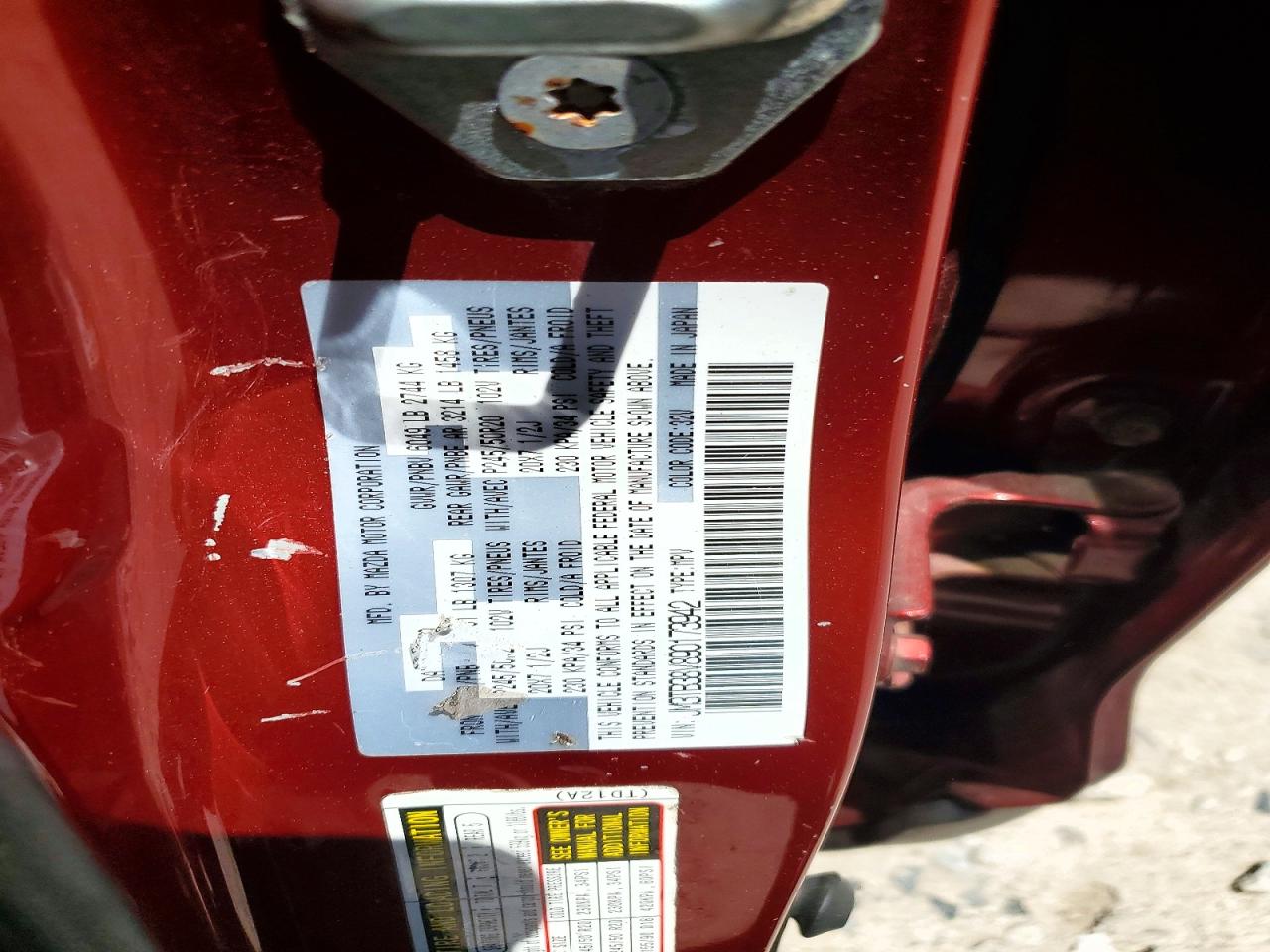 2009 Mazda Cx-9 Red vin: JM3TB38V890173942