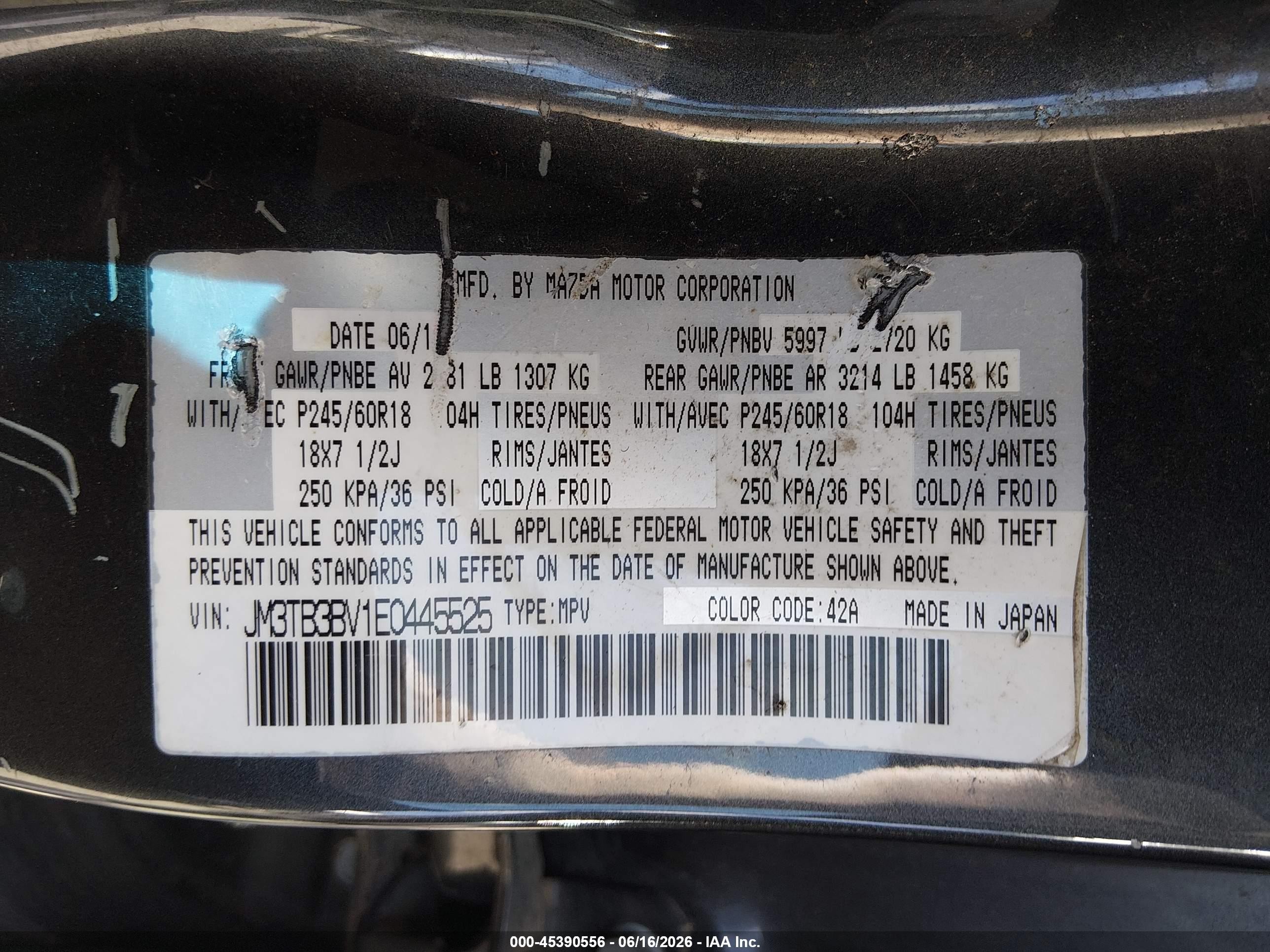 2014 Mazda Cx-9 Sport Gray vin: JM3TB3BV1E0445525