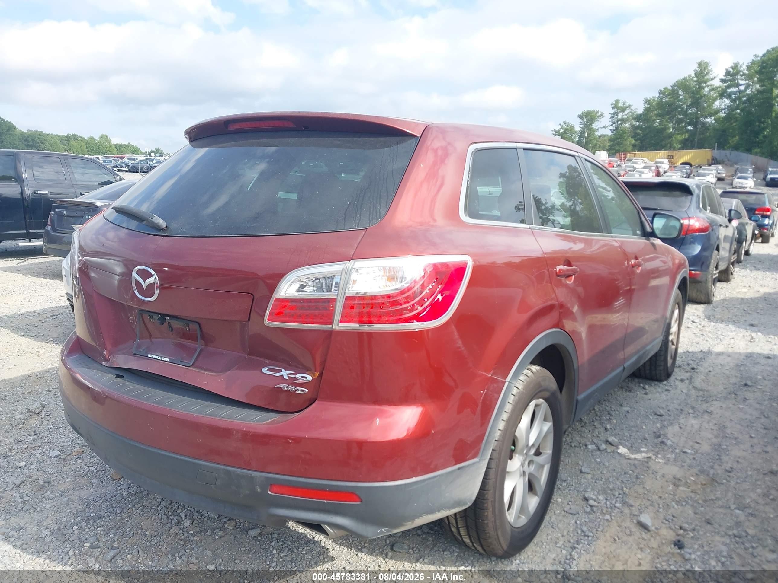 2012 Mazda Cx-9 Touring Red vin: JM3TB3CA6C0338365