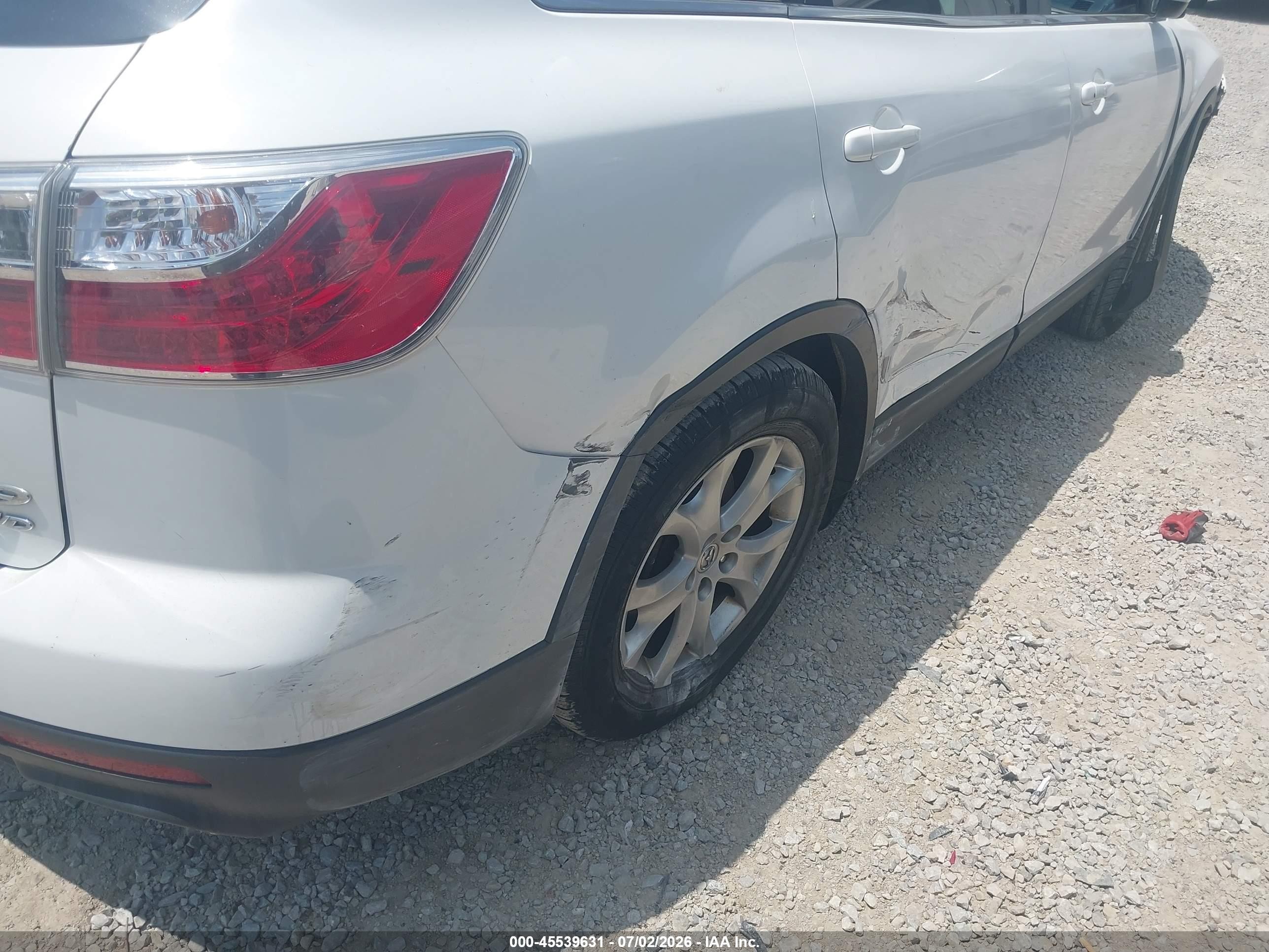 2012 Mazda Cx-9 Touring White vin: JM3TB3CA6C0366070
