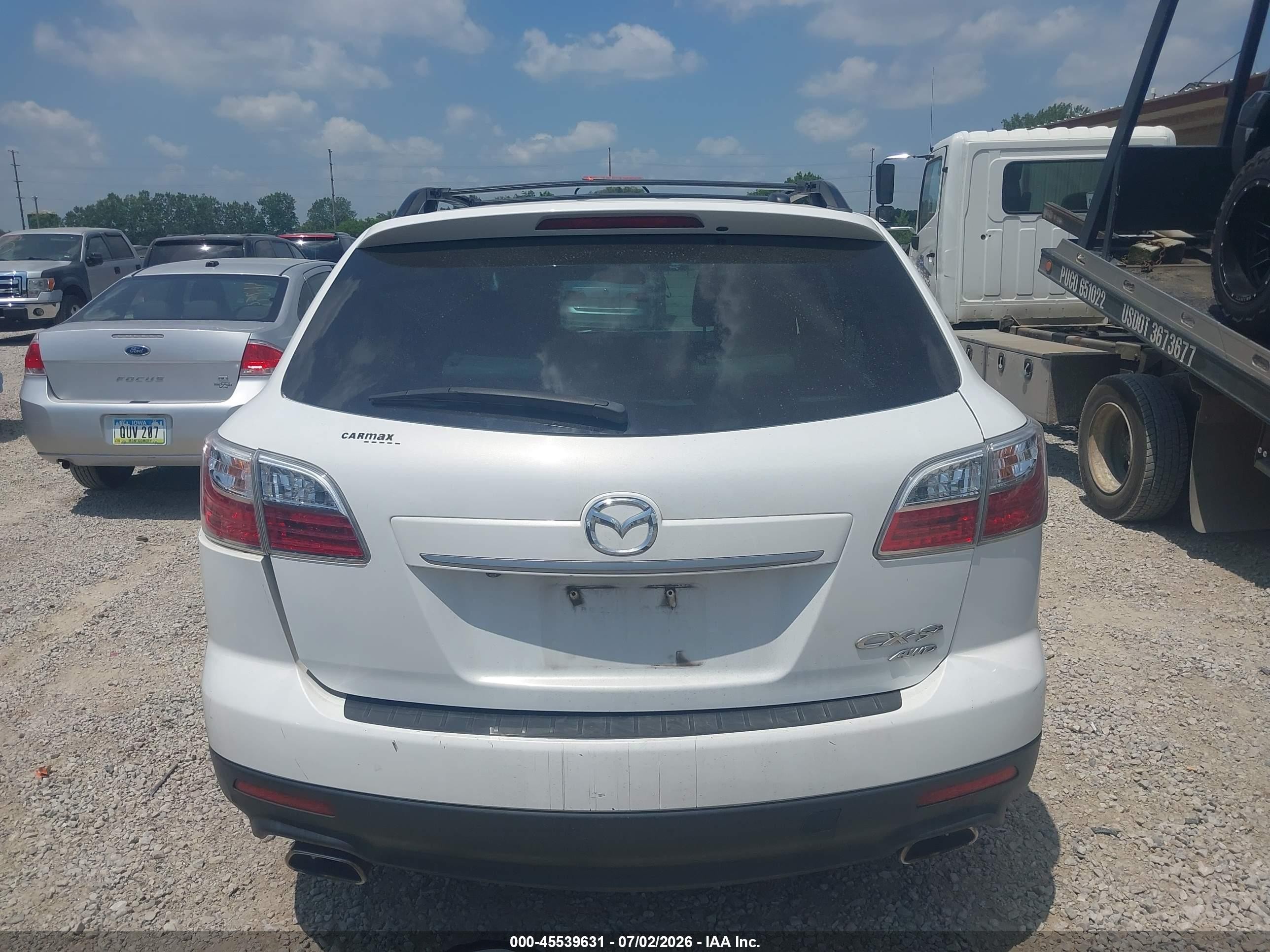 2012 Mazda Cx-9 Touring White vin: JM3TB3CA6C0366070