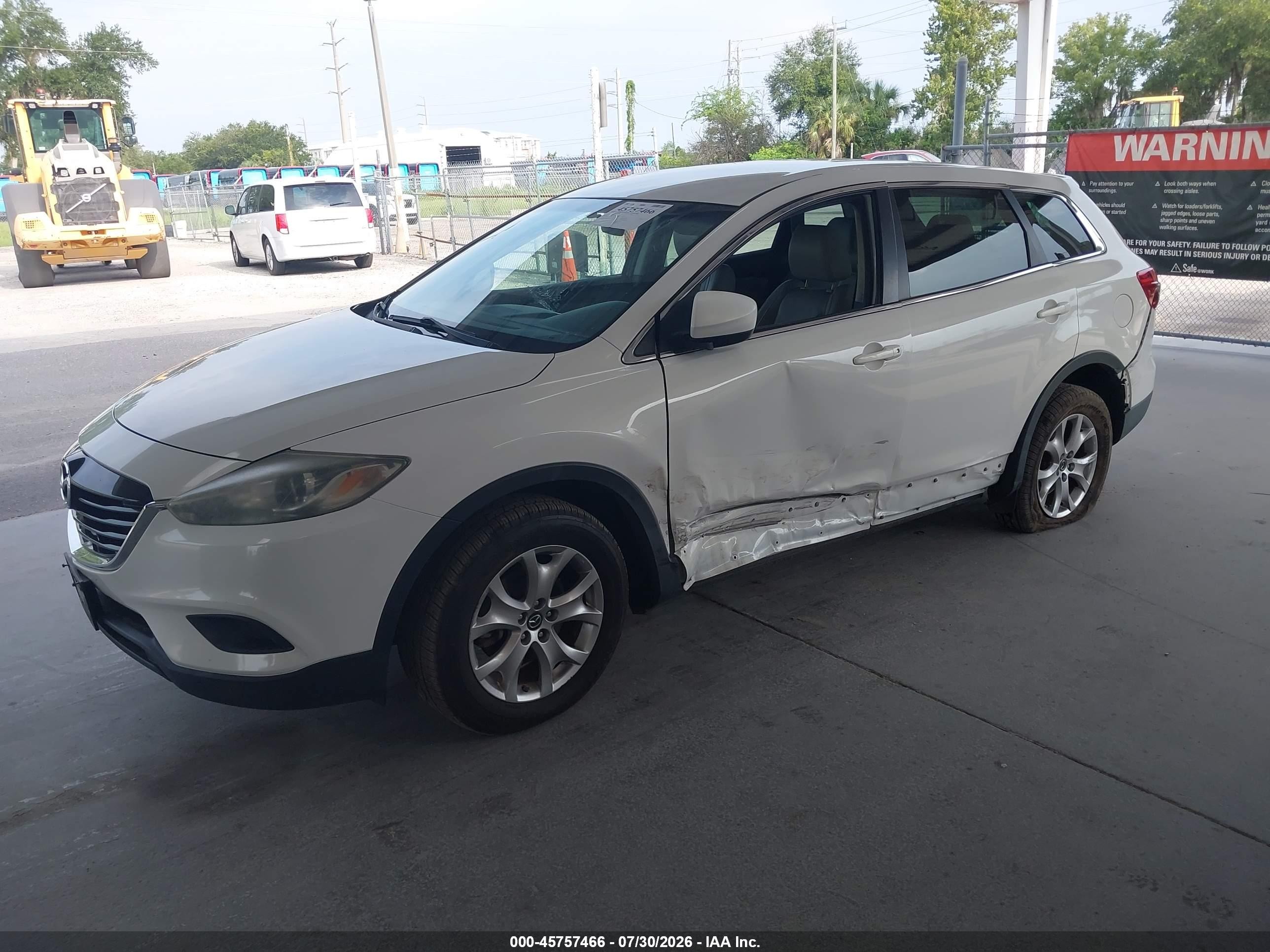 2014 Mazda Cx-9 Touring White vin: JM3TB3CAXE0433871
